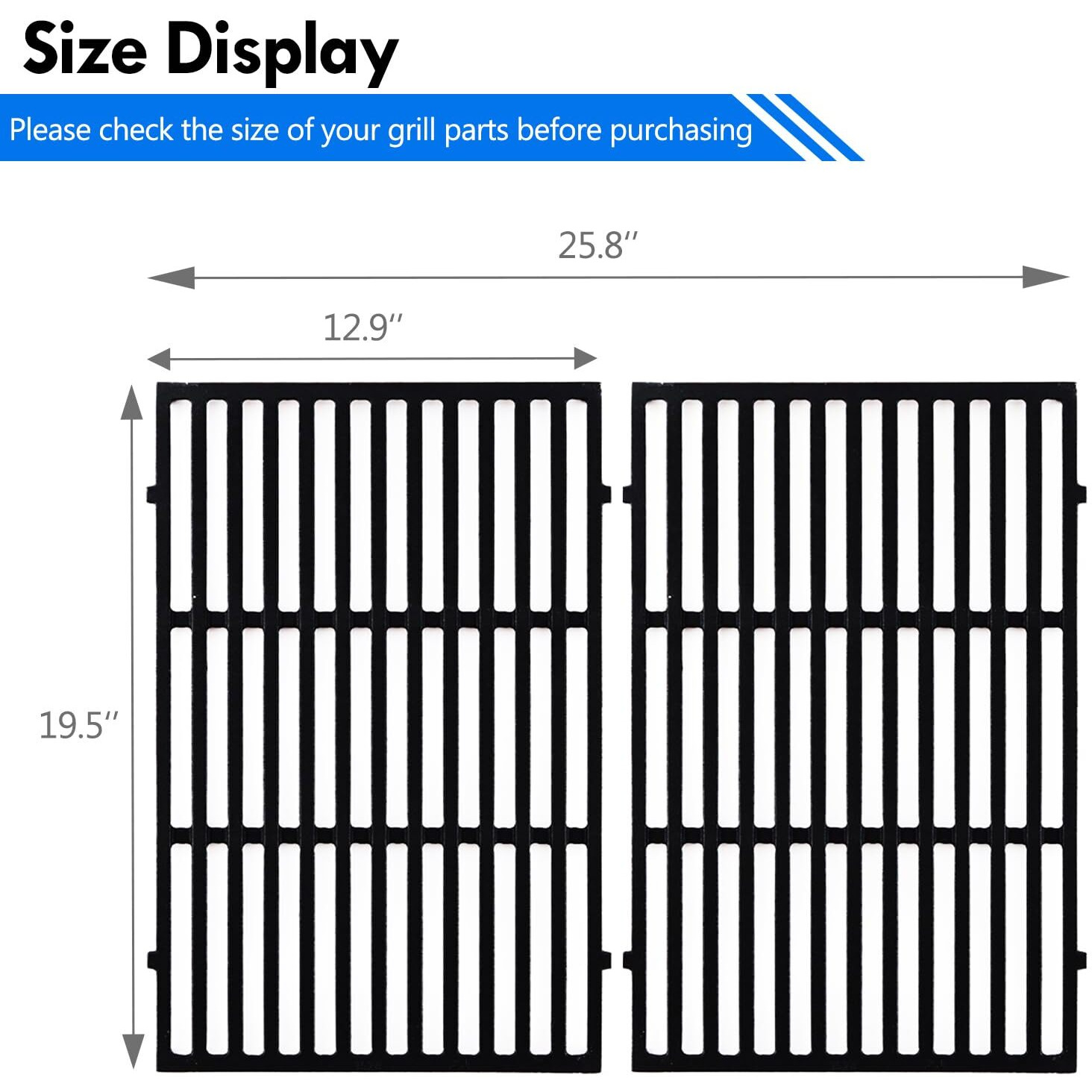 7524 Grates Replacement Parts For Weber Genesis 300 Grill Grates 19.5 Inch Gas Grill Grates Genesis E310 E-310 E-320 E-330 S-310 S-330 S-320 E-315 Cast Iron Cooking Grids Genesis Gs4 Grill Parts