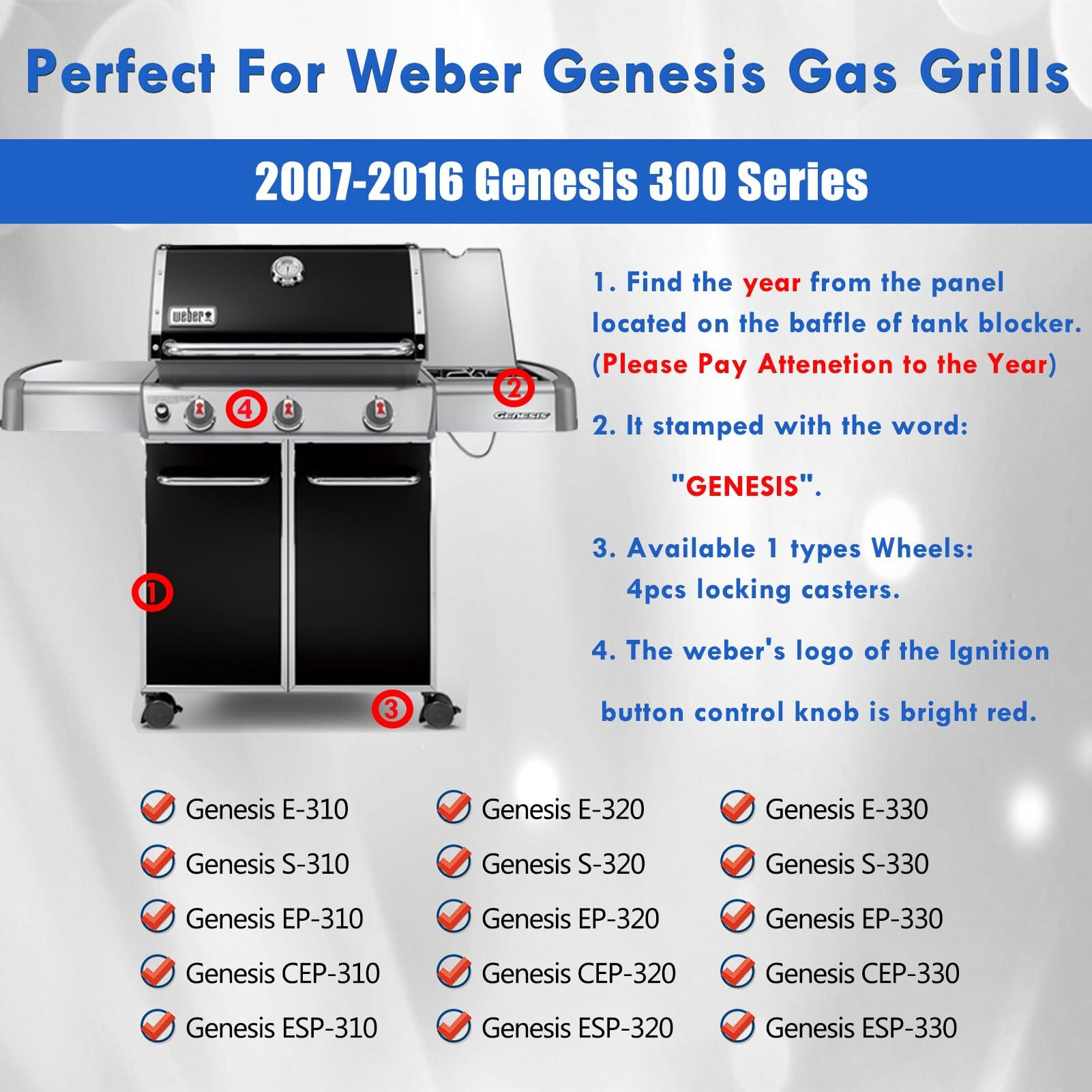 7524 Grates Replacement Parts For Weber Genesis 300 Grill Grates 19.5 Inch Gas Grill Grates Genesis E310 E-310 E-320 E-330 S-310 S-330 S-320 E-315 Cast Iron Cooking Grids Genesis Gs4 Grill Parts