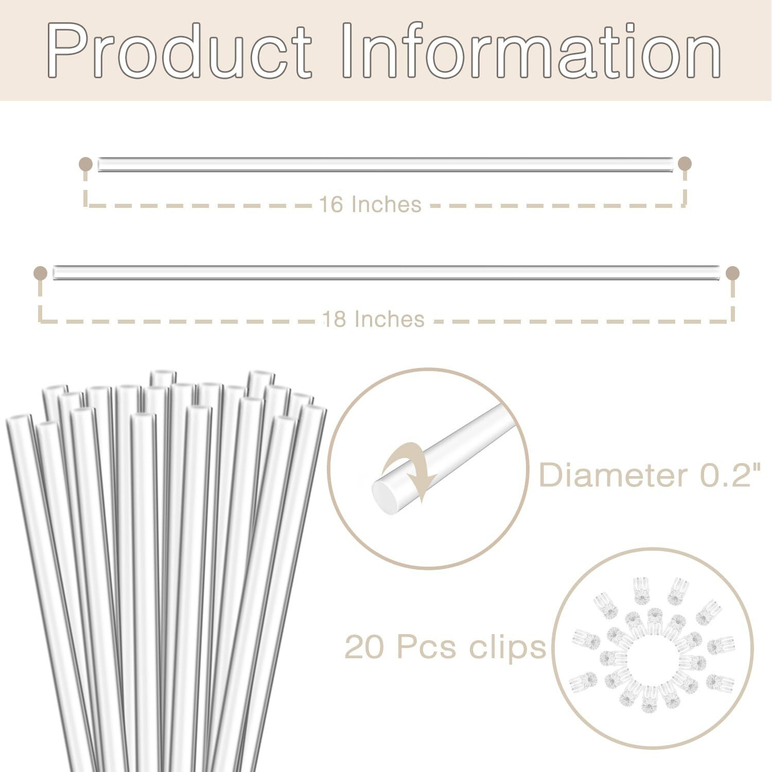 Plant Stakes Plant Sticks 20Pcs Acrylic Clear Plant Support Stakes 16 Inches Garden Single Stem Orchid Stakes For Indoor And Outdoor Plants Orchid Potted Plants Tomatoes Flowers(With 20Pcs Clips)