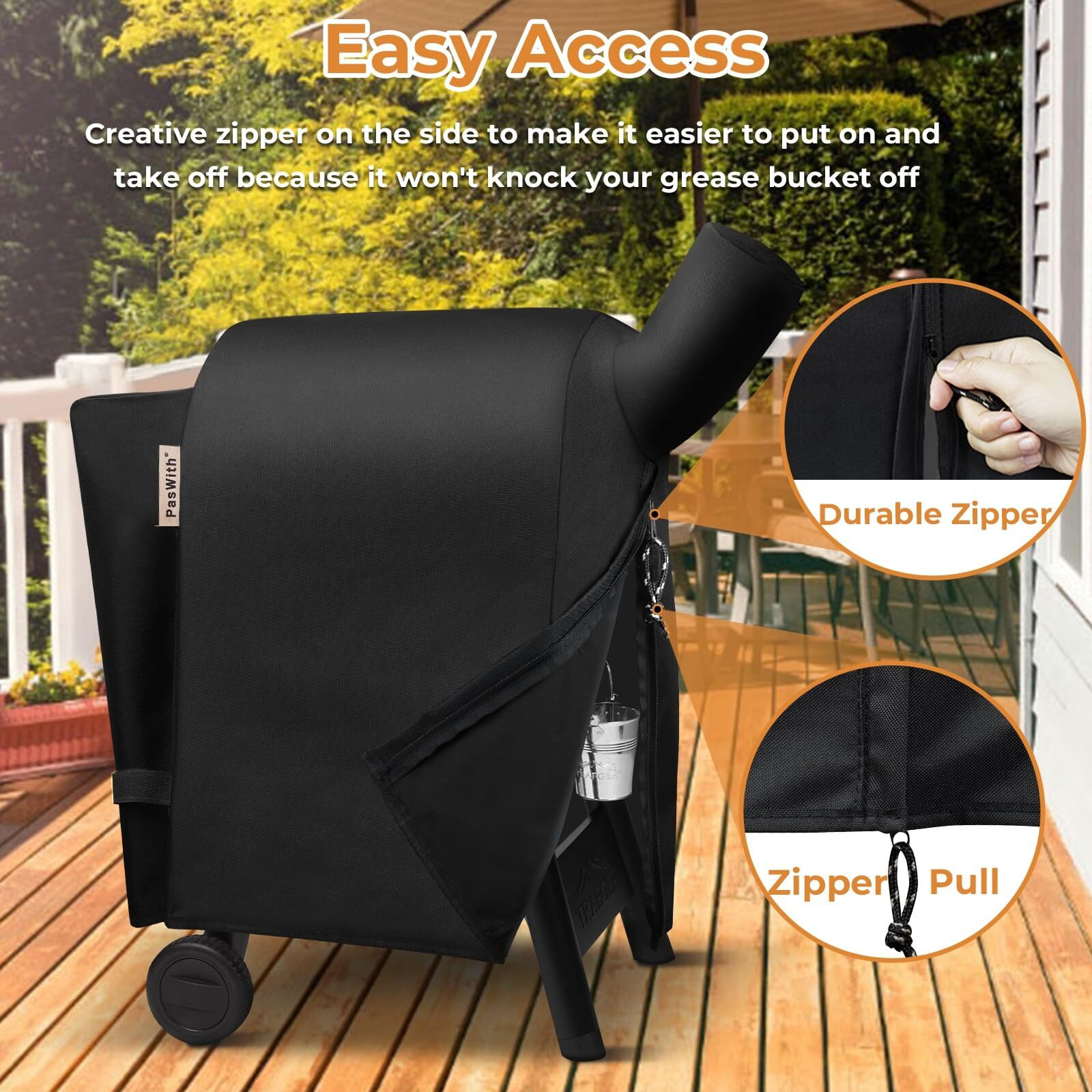 Grill Cover For Traeger Pro 22/575 Series With Zipper Easy On/Off Bac503 Upgraded Heavy Duty Rip-Proof Smoker Cover Waterproof Fade Resistant Grill Cover With Straps For Traeger Lil'Tex Elite Eastwood