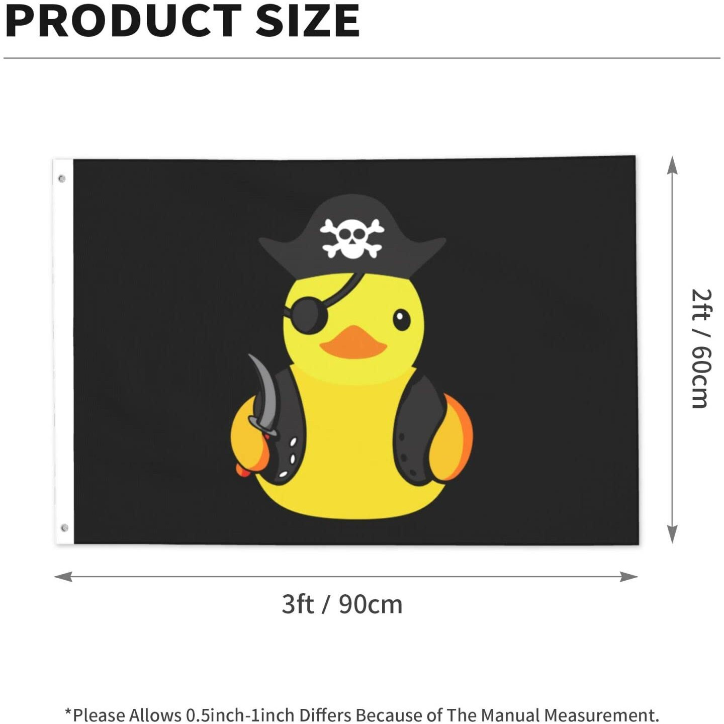 Pirate Rubber Duck Flag 2X3 Ft Outdoor Indoor With Grommet Garden Yard Outside Banner Decorative Sign