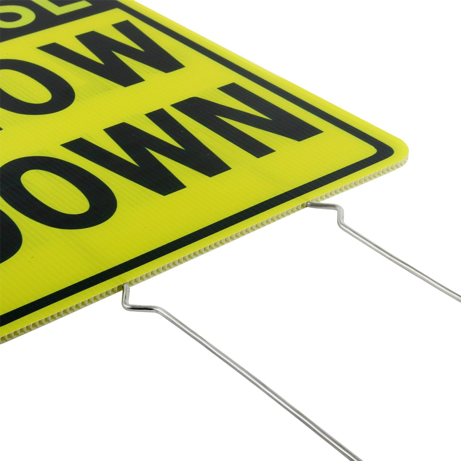 Kichwit 2 Pack Double Sided Please Slow Down Sign Plastic Yard Signs With Metal Stakes  Sign Measures 11.8 X 15.7 Inches