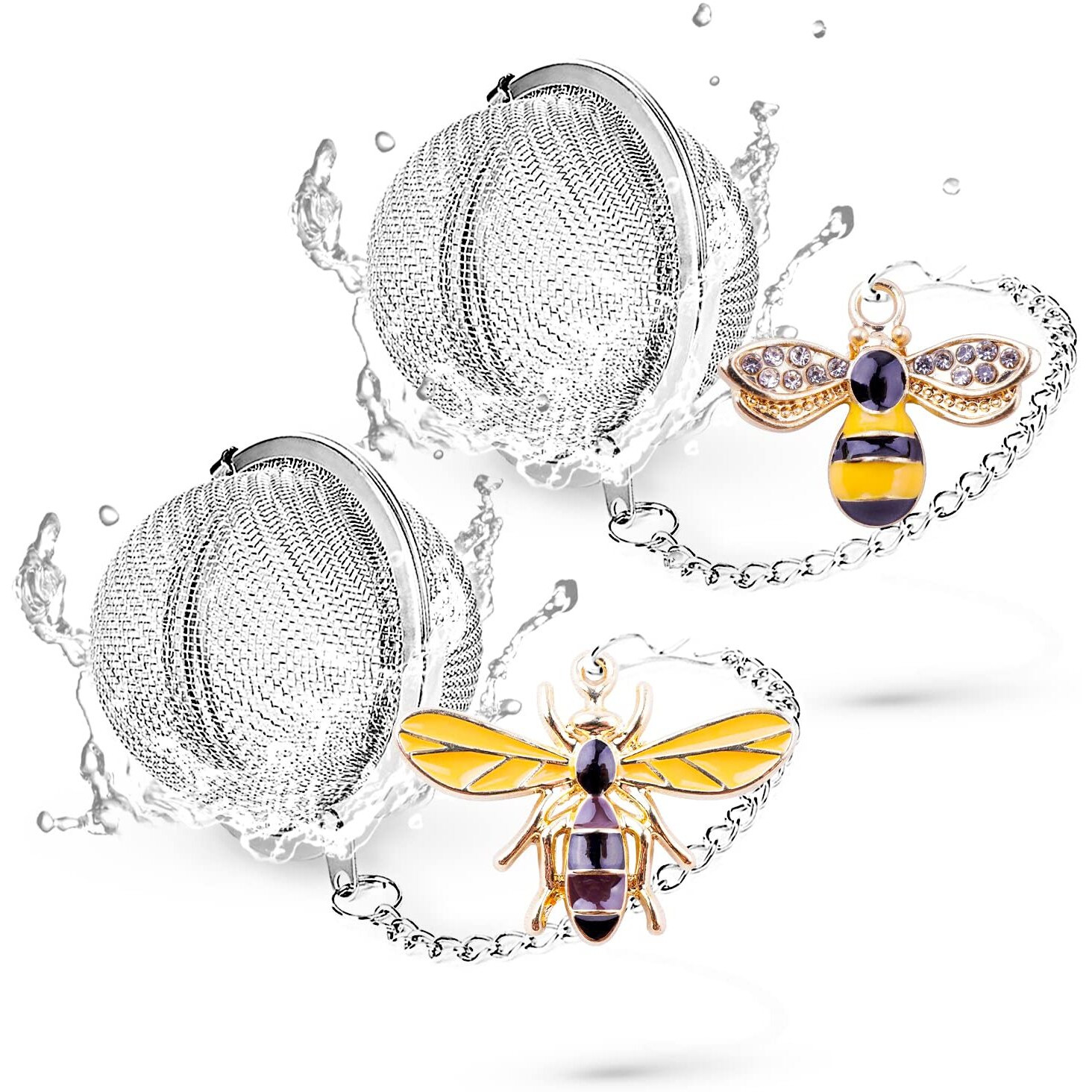 Tea Infusers For Loose Tea 2 Pcs Teasanavie Tea Ball Handmade Honey Bee Tea Strainers For Loose Tea  Tea Infuser With Bee Charm Pendant Loose Leaf Tea Steeper