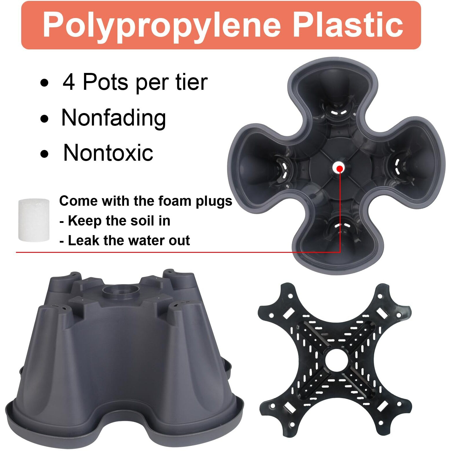 Vertical Planter 7 Tier Stackable Planters Garden Planters Strawberry Herb Flower And Vegetable Planter Indoor Outdoor Gardening Pots With Removable Wheels And Tools