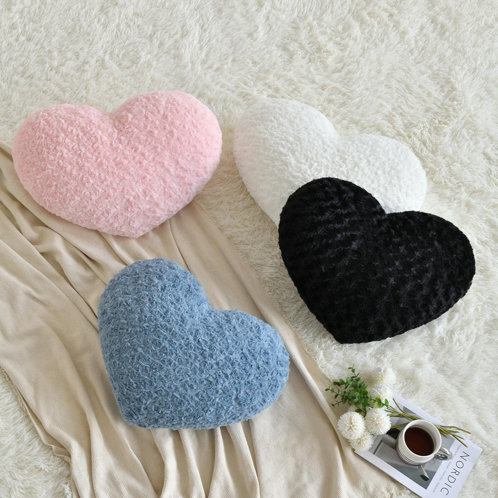 Heart Pillow  Soft Heart Shaped Pillow With Room Decorative Throw Pillows For Bed Couch Chair Sofa  Heart Shaped Cute Throw Pillow Cushion For Bedroom Living Room (Grey Blue  Mini 12.9"" X 9.8"")