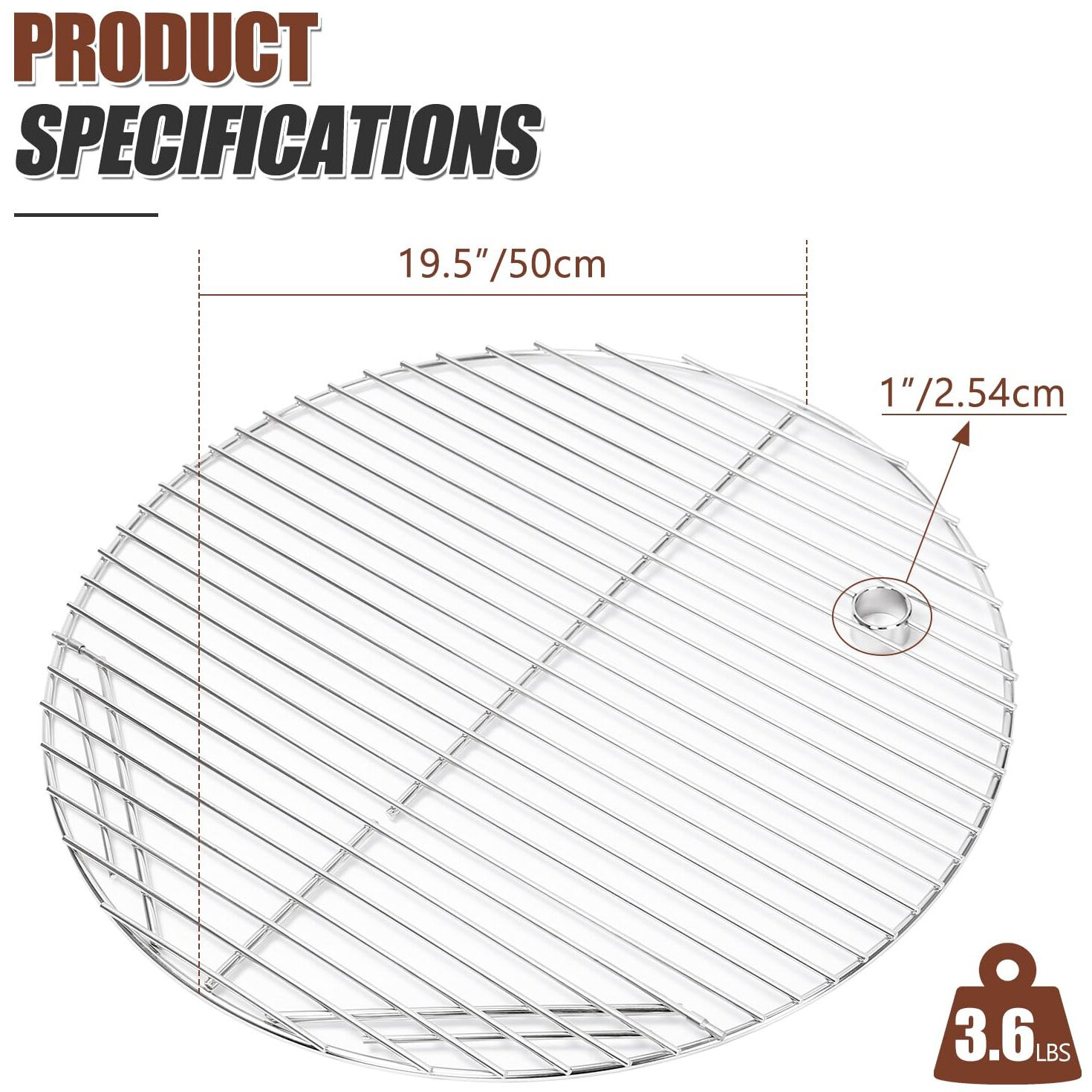 Qulimetal 19.5"" 304 Stainless Steel Round Cooking Grid Grate For Akorn Kamado Ceramic Grill  Pit Boss K24  Louisiana Grills K24  Char-Griller 16620