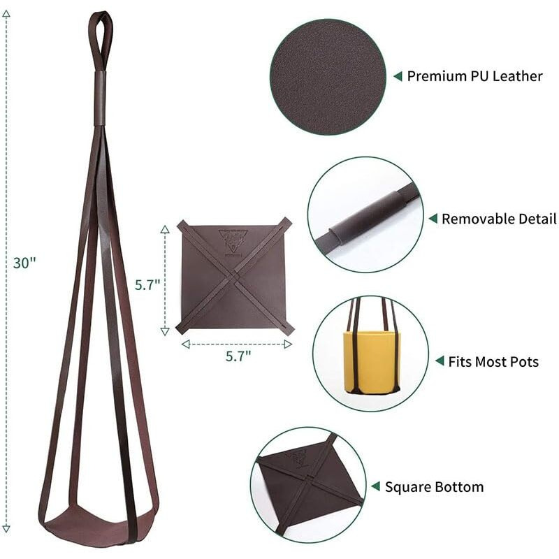 Sdjdhej Plant Hangers Pu Leather 2Pcs Hanging Planters For Indoor And Outdoor For Wall Decor  Modern Minimalist Home Decoration For Plants Lovers Leather Rope (Plant And Pot Not Included) (Coffee)