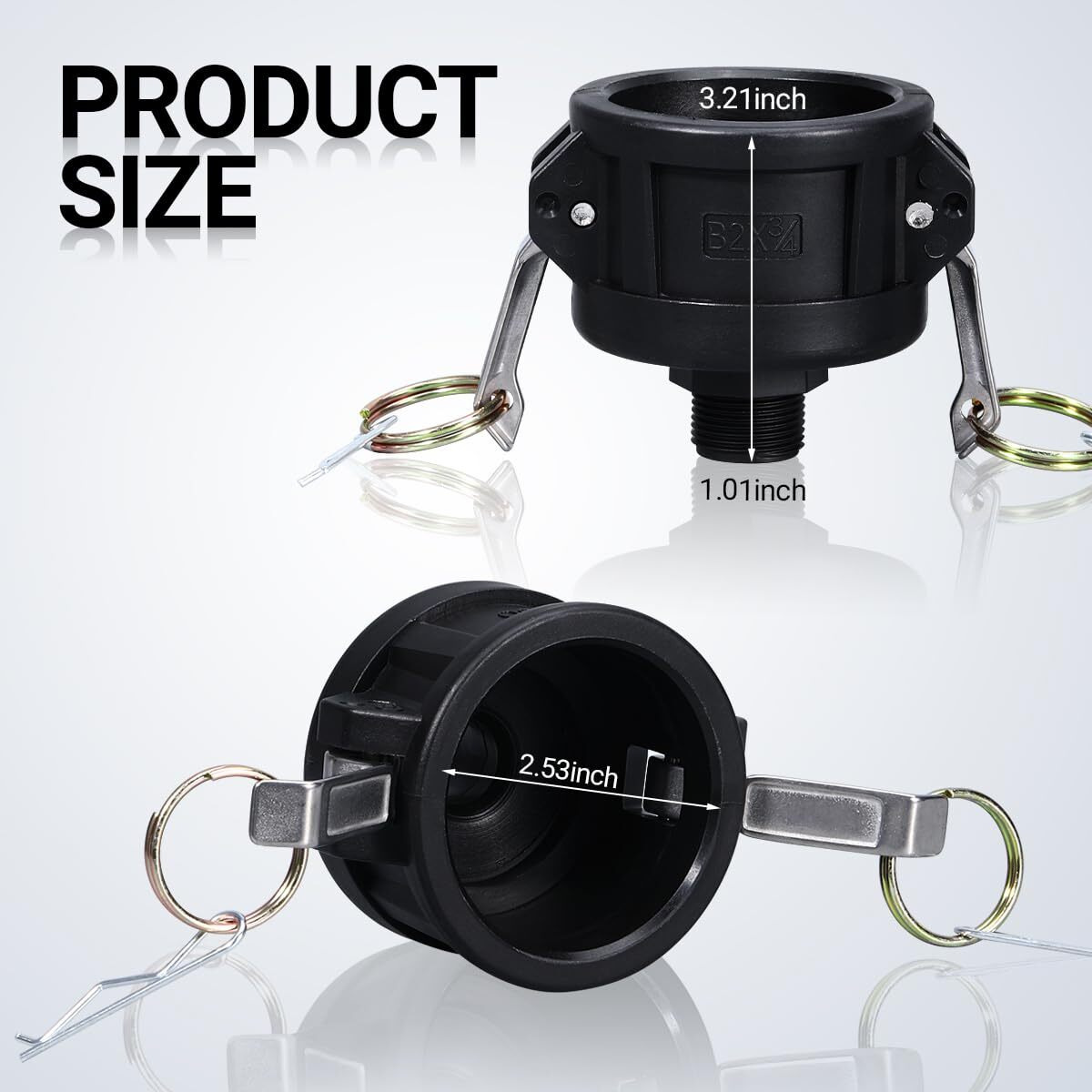 275 330 Gallon Ibc Tote Fittings  Adapter  Tank Drain Adapter For Garden Hose 2 Inch Camlock Fittings To 3/4 Inch Male Thread (Black  3/4 Inch)