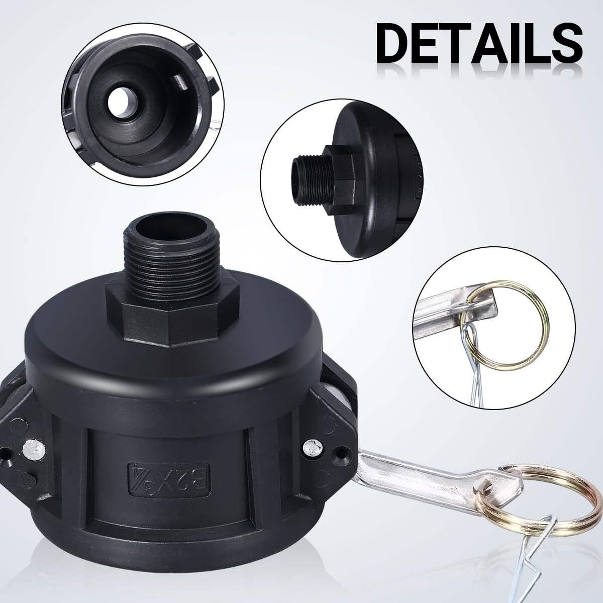275 330 Gallon Ibc Tote Fittings  Adapter  Tank Drain Adapter For Garden Hose 2 Inch Camlock Fittings To 3/4 Inch Male Thread (Black  3/4 Inch)