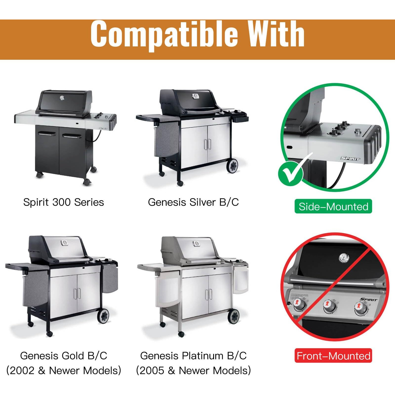 Rushare 22.5-Inch Heavier Flavorizer Bars Replacement For Weber Genesis Silver/Gold B & C  Spirit E-310  Spirit 300 Series (Side-Mounted Control) Grill Parts  Porcelain-Enameled  5-Pack