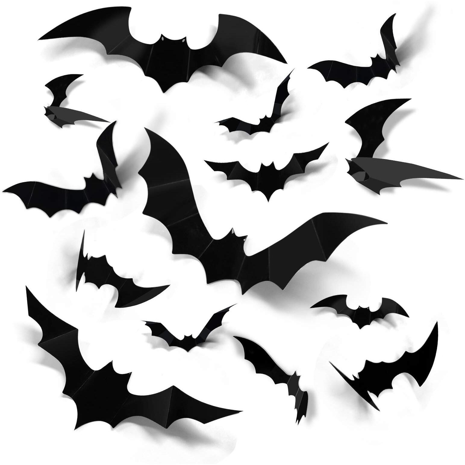 Coogam Halloween 3D Bats Decoration  60Pcs 4 Sizes Realistic Pvc Scary Bats Window Decal Wall Stickers For Diy Home Bathroom Indoor Hallowmas Decoration Party Supplies