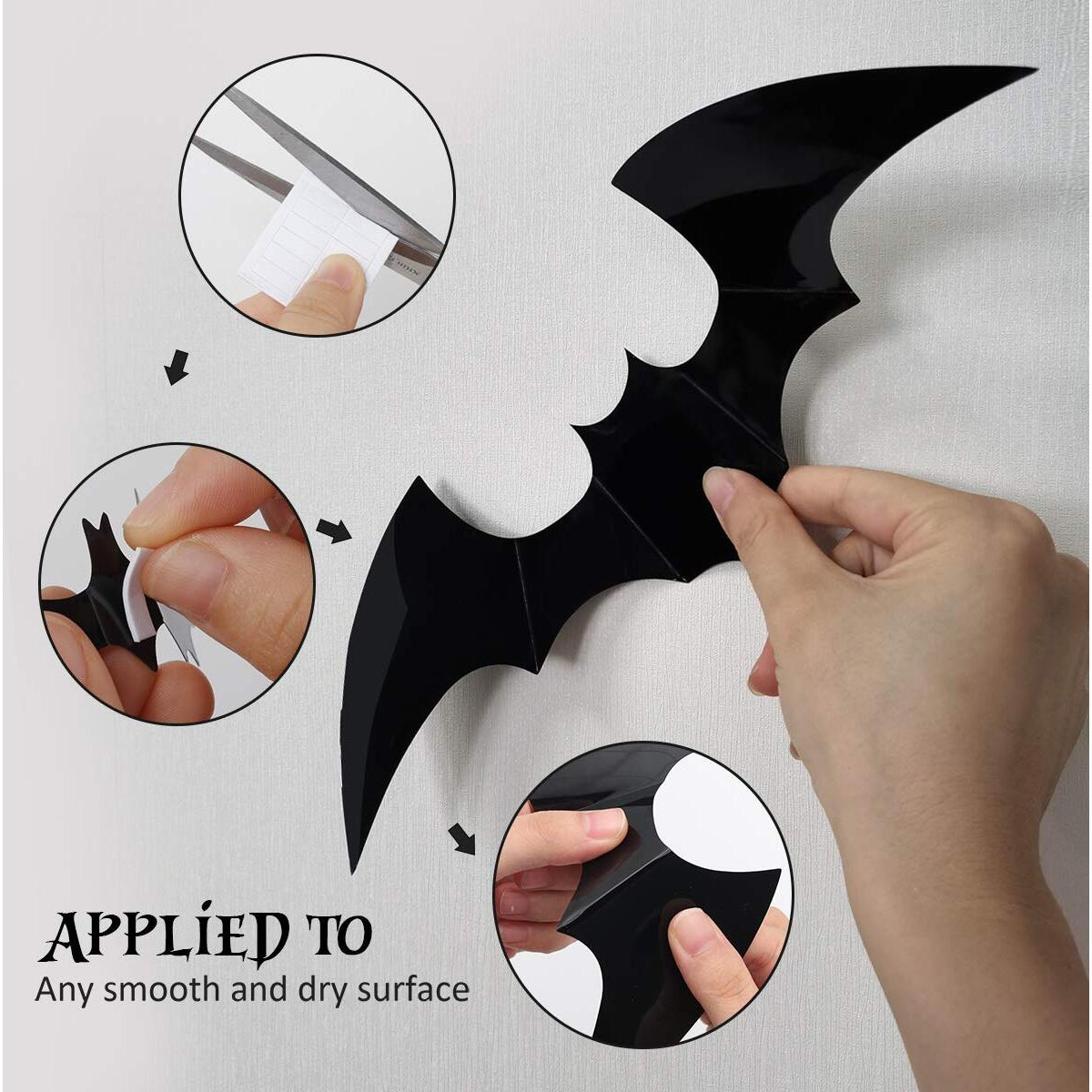 Coogam Halloween 3D Bats Decoration  60Pcs 4 Sizes Realistic Pvc Scary Bats Window Decal Wall Stickers For Diy Home Bathroom Indoor Hallowmas Decoration Party Supplies