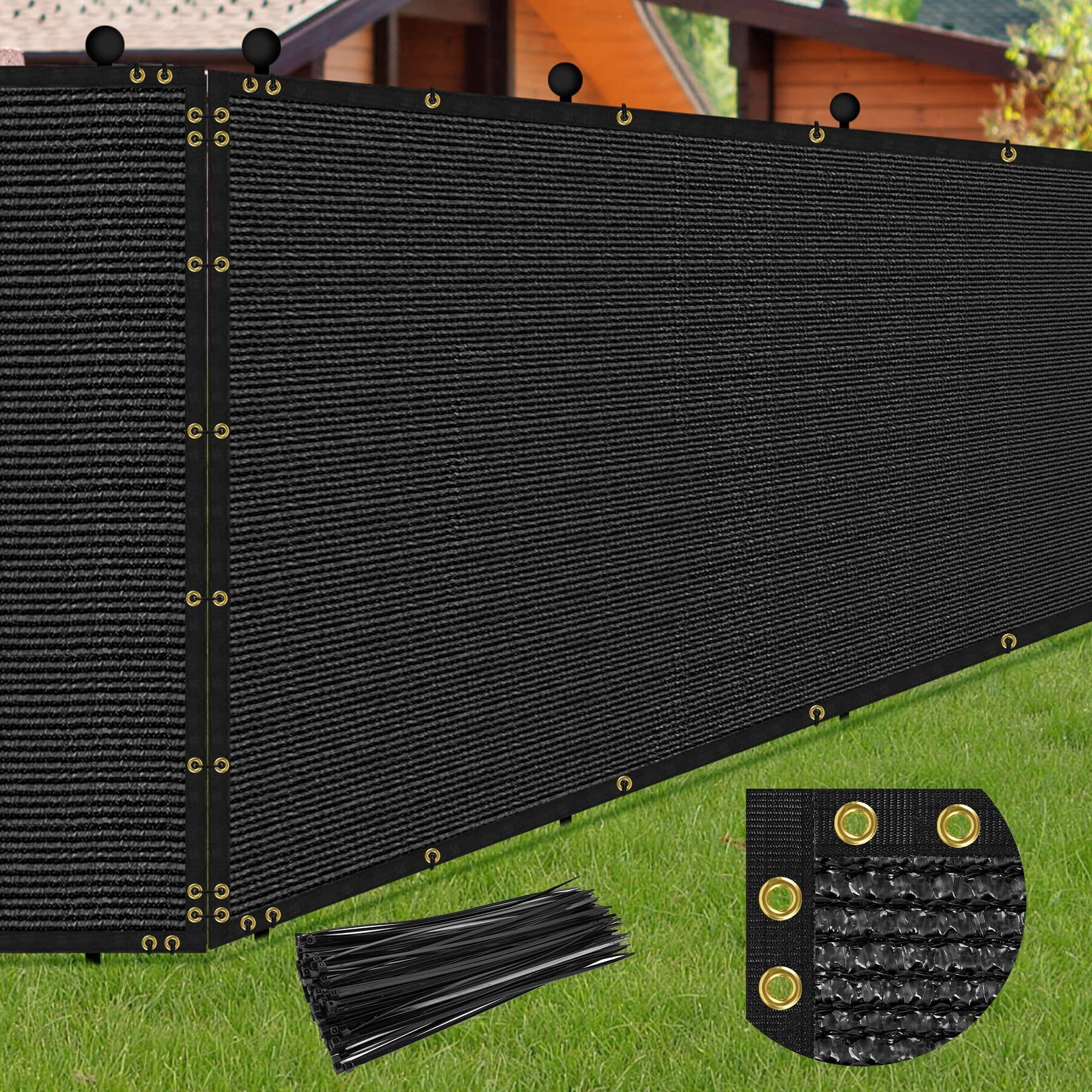 Phepetroll 4 X 12Ft Privacy Screen Fence Black Heavy Duty Mesh Fencing Shade Net Cover With Reinforced Bindings 100 Straps For Outdoor Chain Link Fence Patio Wall Garden Backyard Pool  Black