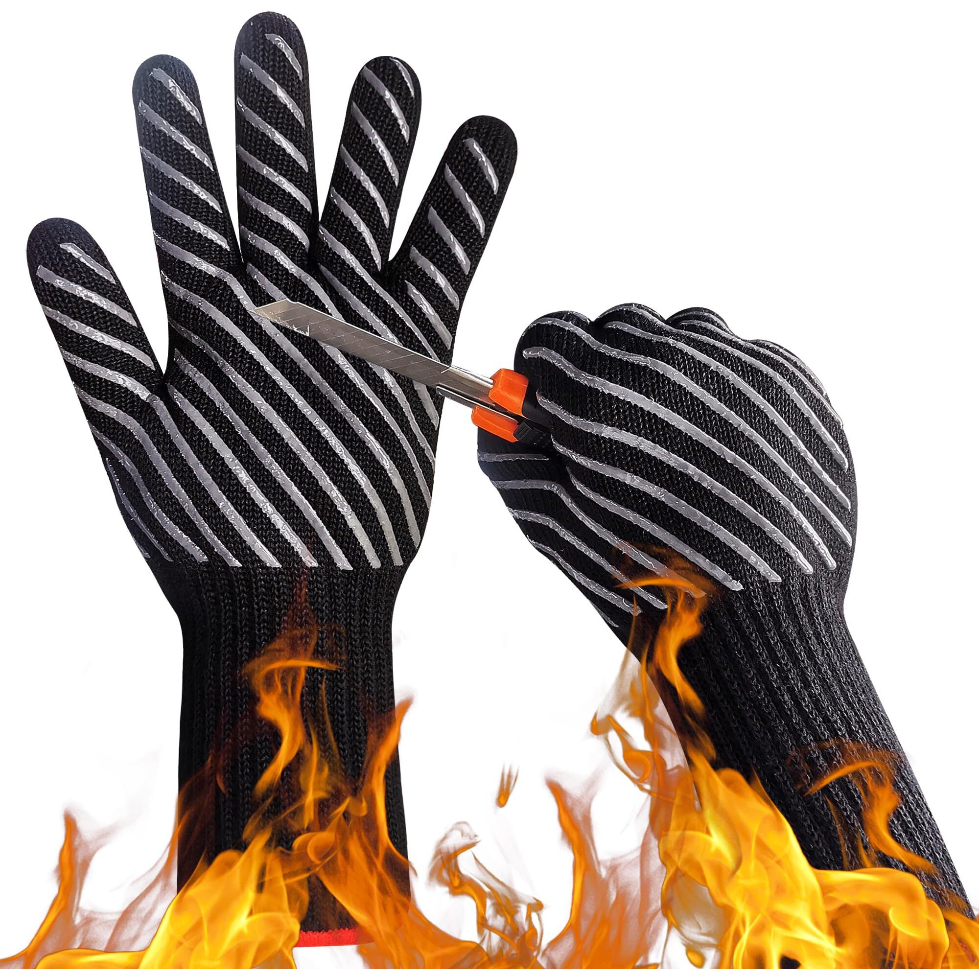 Handlove Bbq Gloves  1472F Aramid Heat Resistant Grilling Gloves  Silicone Non-Slip Oven Gloves  Long Kitchen Gloves For Barbecue  Cooking  Baking  Grill Cut Resistant Gloves  Long Cuff  Small