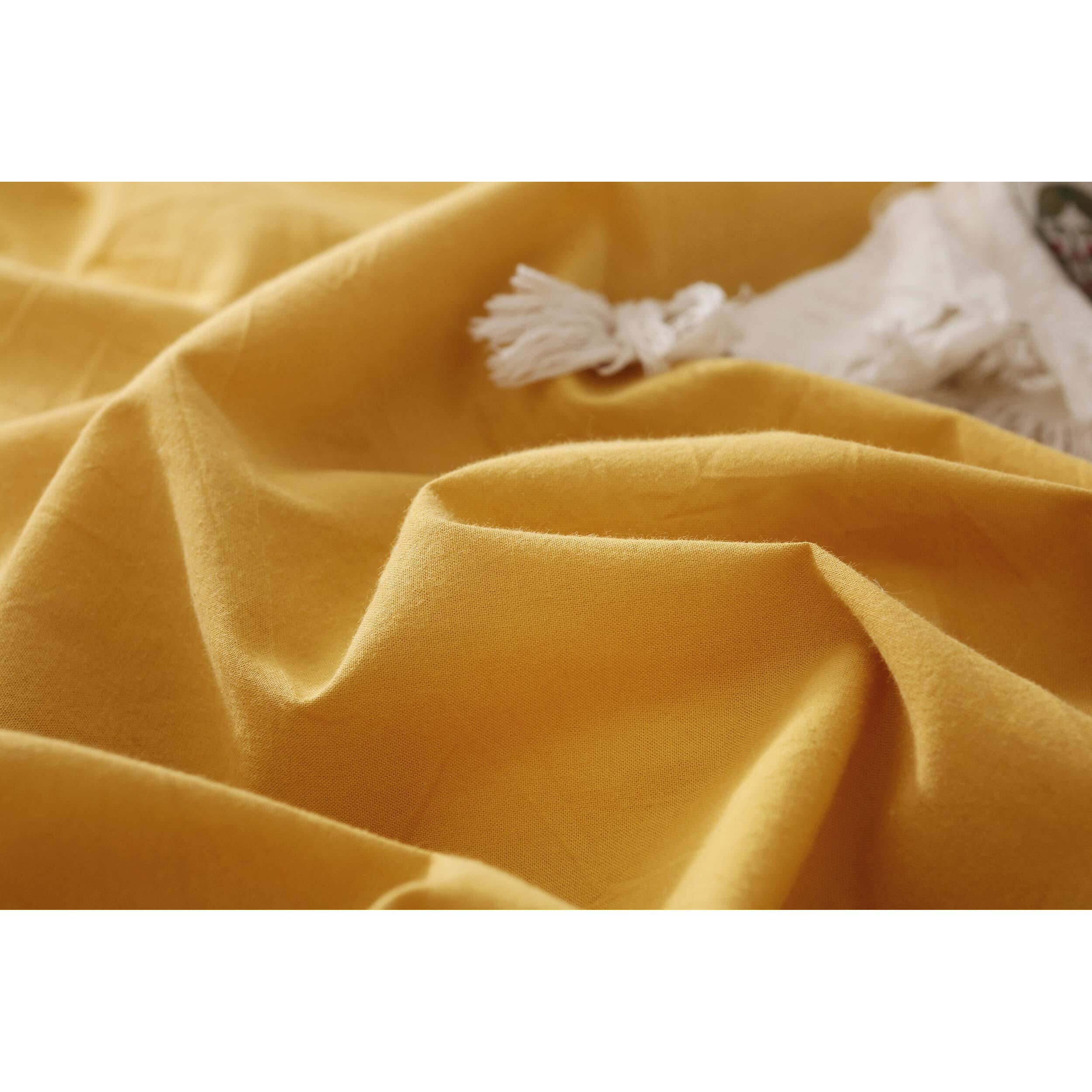F.Y.Dreams 100% Washed Cotton Duvet Cover For Weighted Blanket 60X80 Inches With 8 Ties  Zipper On Long Side/Yellow/Just Duvet Cover
