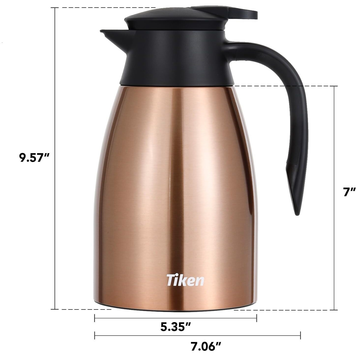 Tiken 51 Oz Thermal Coffee Carafe  Stainless Steel Insulated Vacuum Coffee Carafes For Keeping Hot  1.5 Liter Beverage Dispenser (Copper)
