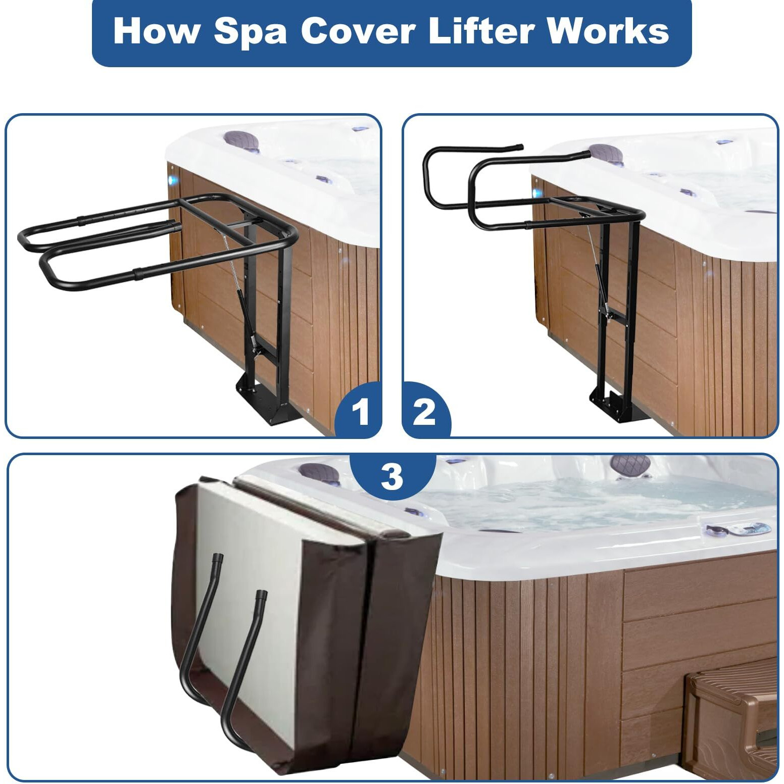 Tocretoare Hot Tub Cover Lifter  Spa Cover Lift  Hot Tub Cover Lift  Height Adjustable Hot Tub Cover Lift Removal System  Fits Most Spa Hot Tubs In Height 30-42 Inch