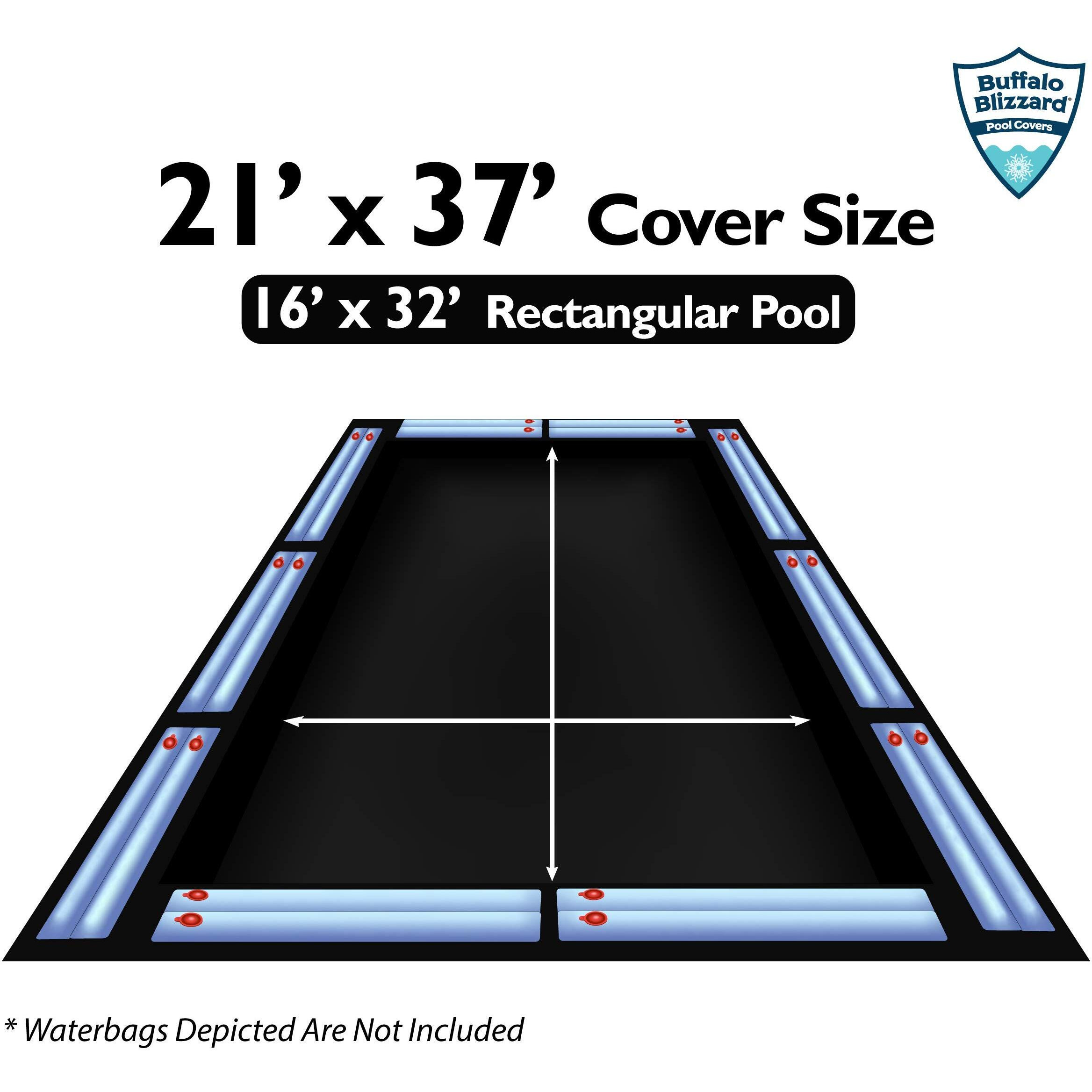 Buffalo Blizzard Micro Mesh Black Winter Cover For 16-Foot-By-32-Foot Rectangle Swimming Pools | Rain Or Melted Snow To Pass Through | Covers Include 5-Feet Of Overlap To Measure 21-Feet-By-37-Feet