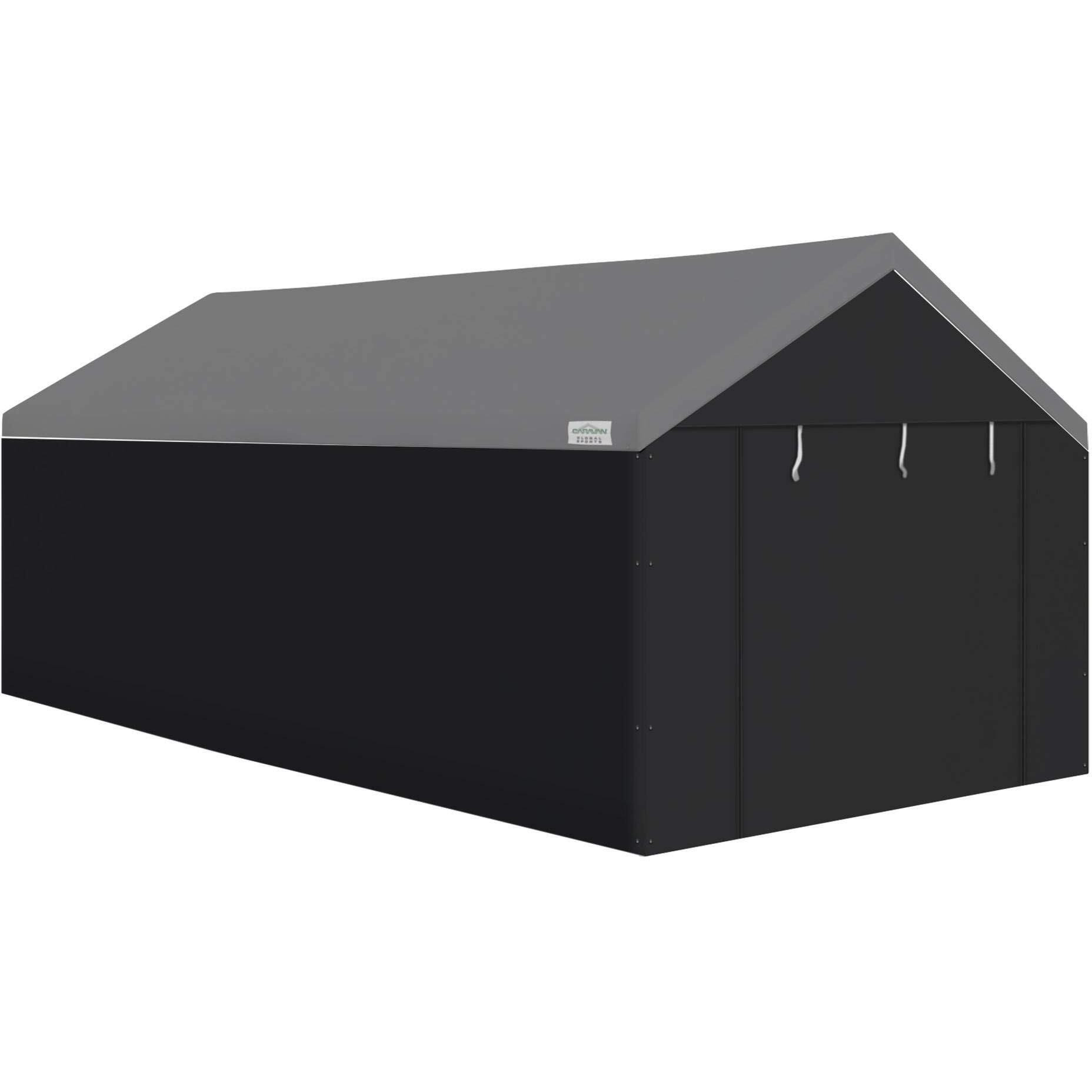 Caravan Canopy Domain 10 X 20 Foot Durable Sidewalls For Garage Carport Canopy Car Tent With Dual Zippers And Roll Up Door  Black (Sidewalls Only)