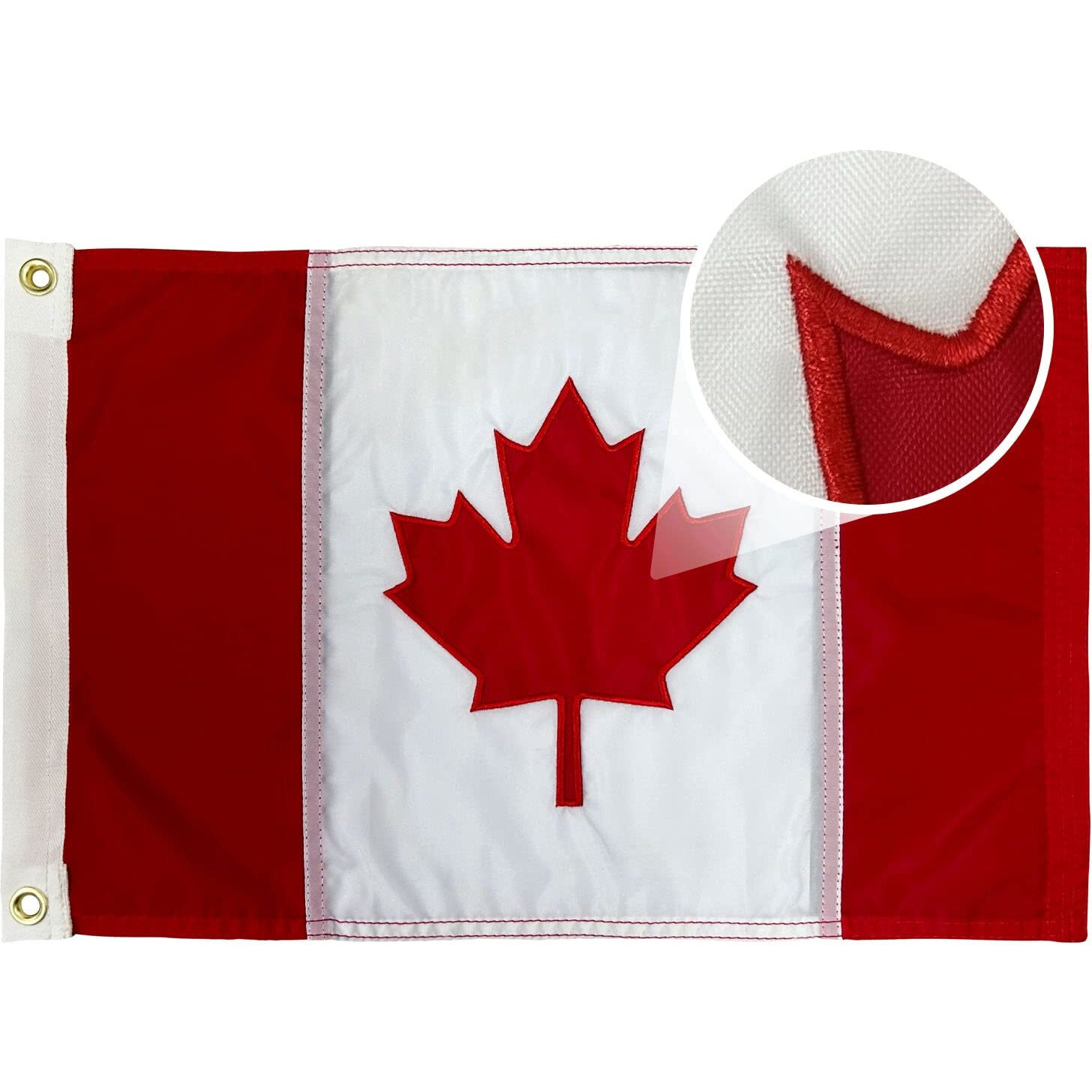 Amzflag Canadian Flag 12X18 Inch For Boat  Embroidered Canadian Boat Flags Heavy Duty  Double Sided Small Canada Flag Maple Leaf With Sewn Stripes 2 Brass Grommets