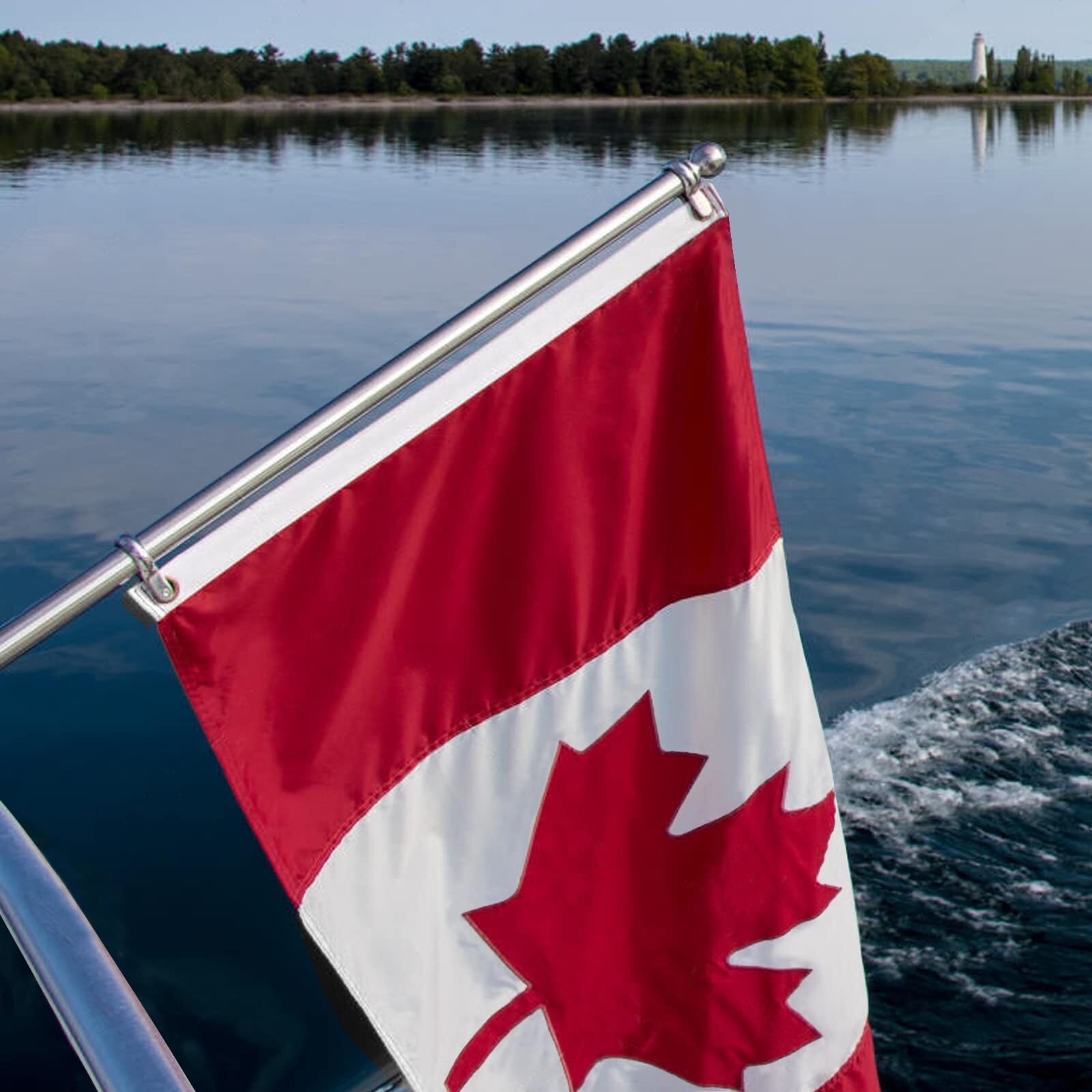 Amzflag Canadian Flag 12X18 Inch For Boat  Embroidered Canadian Boat Flags Heavy Duty  Double Sided Small Canada Flag Maple Leaf With Sewn Stripes 2 Brass Grommets