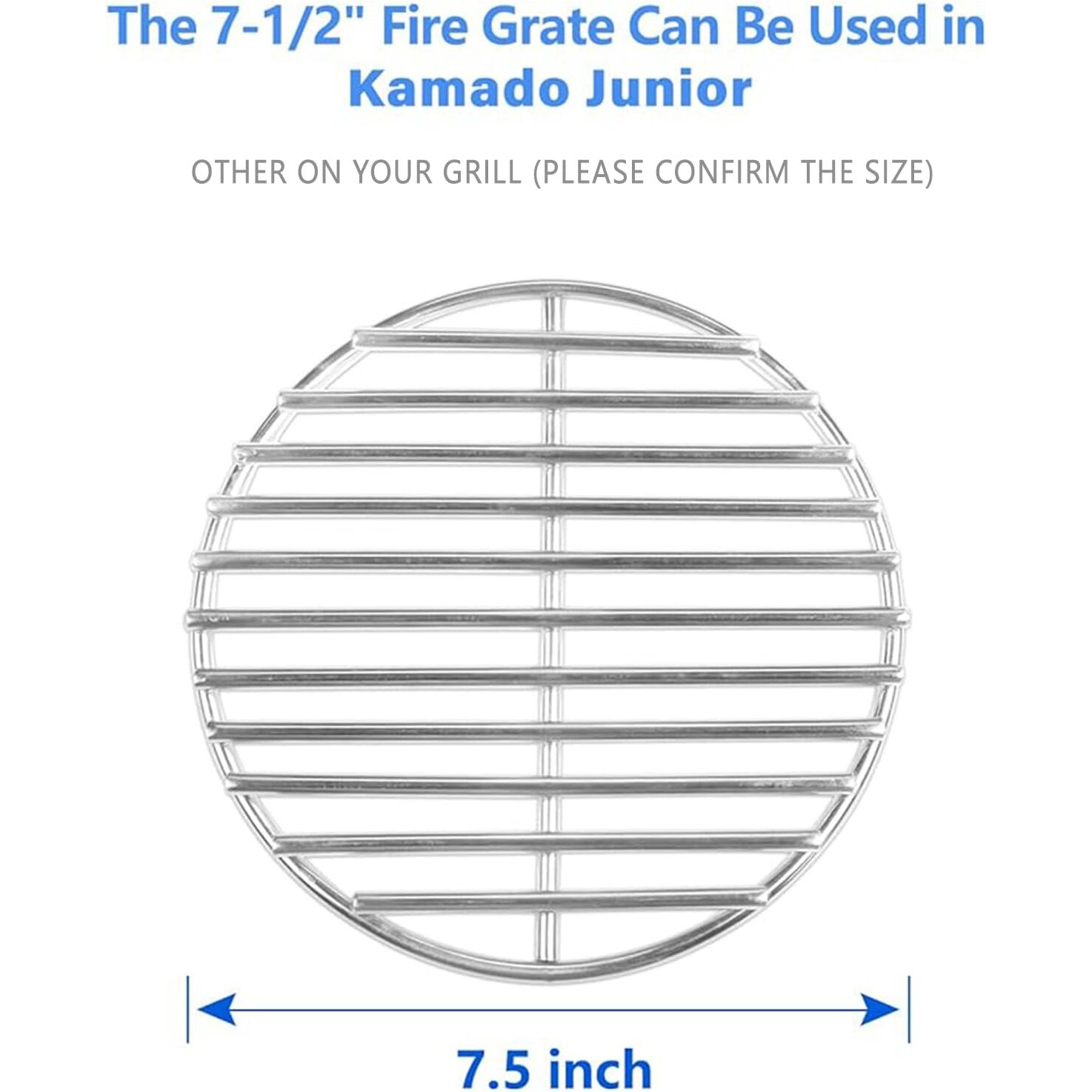 Kamaster 7.5"" Bbq High Heat Stainless Steel Charcoal Fire Grate Fits For Kamado Grill Jr Fire Grate And Kamado Grill Parts Charcoal Grate Replacement Accessories(7 1/2"")