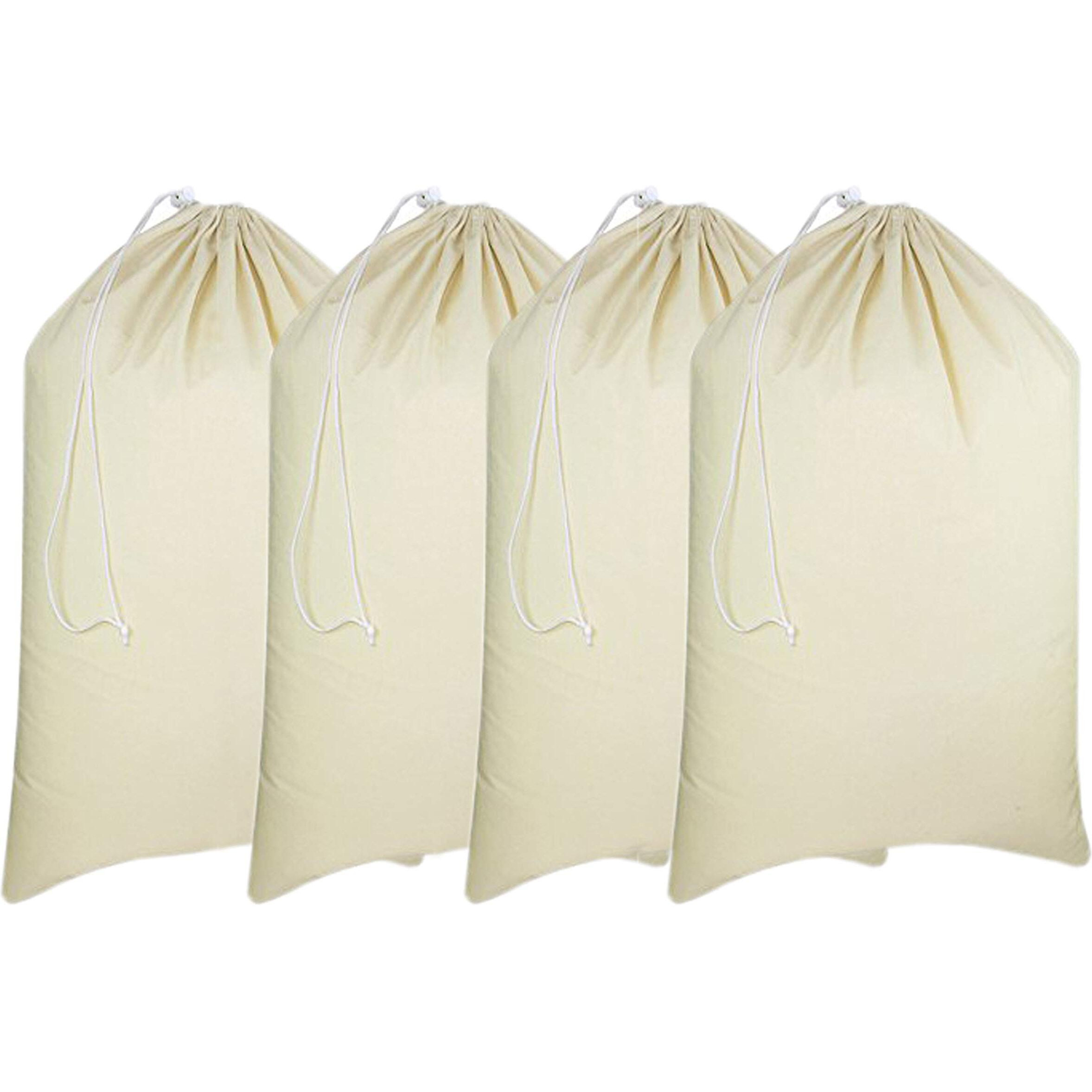 Urban Villa - 4 Pack Extra Large Canvas Heavy Duty Laundry Bags Natural Cotton -Multi Use- Size -71X91 Cms