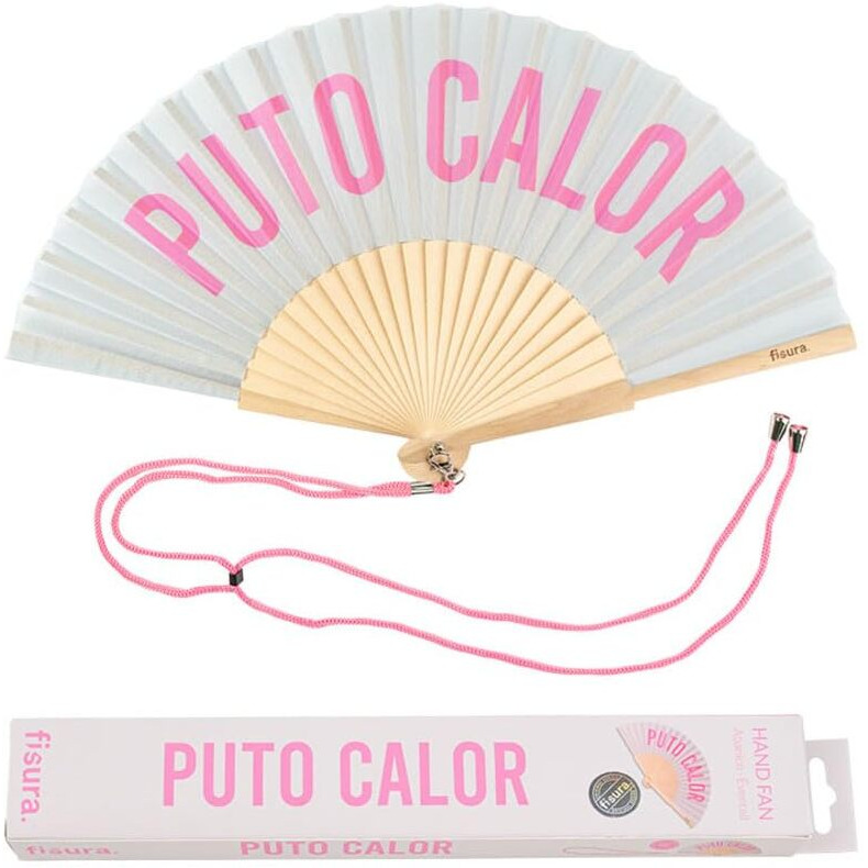 Fisura - Original Folding Fan With Message Or Pattern. Handheld Folding Fan For Women. Rave Wood Folding Hand Fan. Fans For Wedding  Party  And Gift (Calor  Grey)