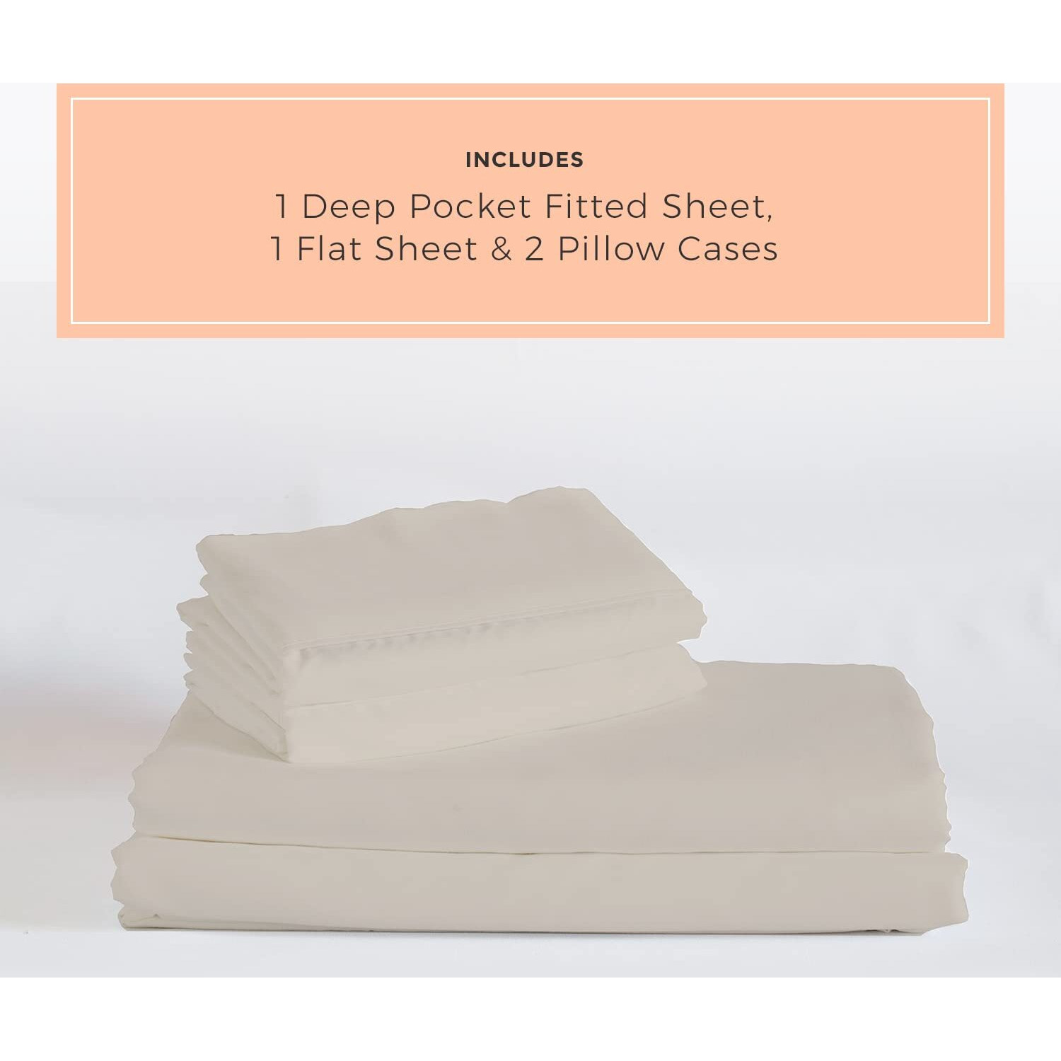Peachskinsheets Toasted Marshmallow Sheet Set - 1500Tc Level Of Softness - Extra Soft Cooling Sheets For Hot Sleepers And Night Sweats - Regular King Size