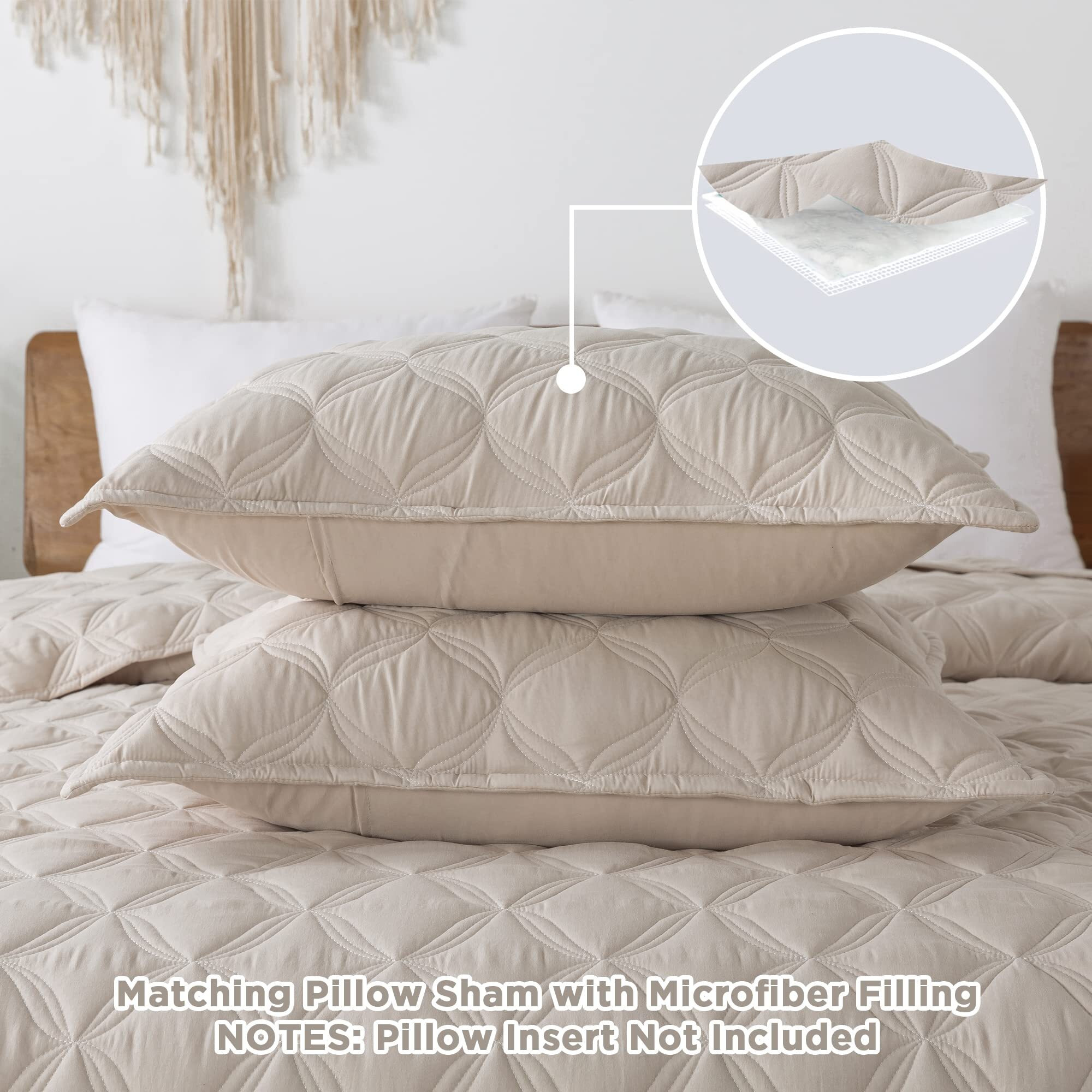 Litanika Beige Oversized King Quilt Set Bedspread 120X120-3 Piece Summer Lightweight Comforter Coverlets  Boho Farmhouse Bedding Cover Bed Decor All Season(Super King - 1 Quilt  2 Pillowcases)