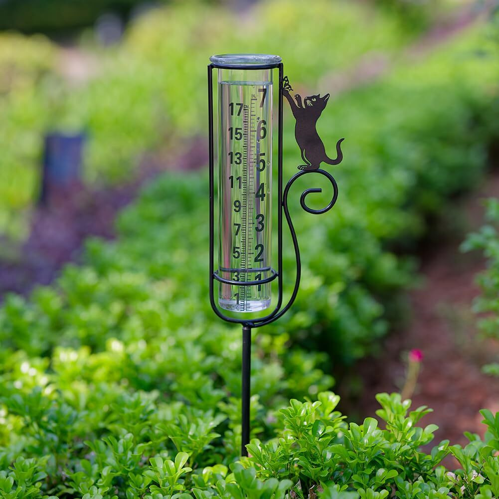 Venniy Rain Gauge  Cat Rain Gauge Outdoor Rain Measure Gauge With Metal Stake For Garden Patio Lawn Decor  Large Number Easy To Read