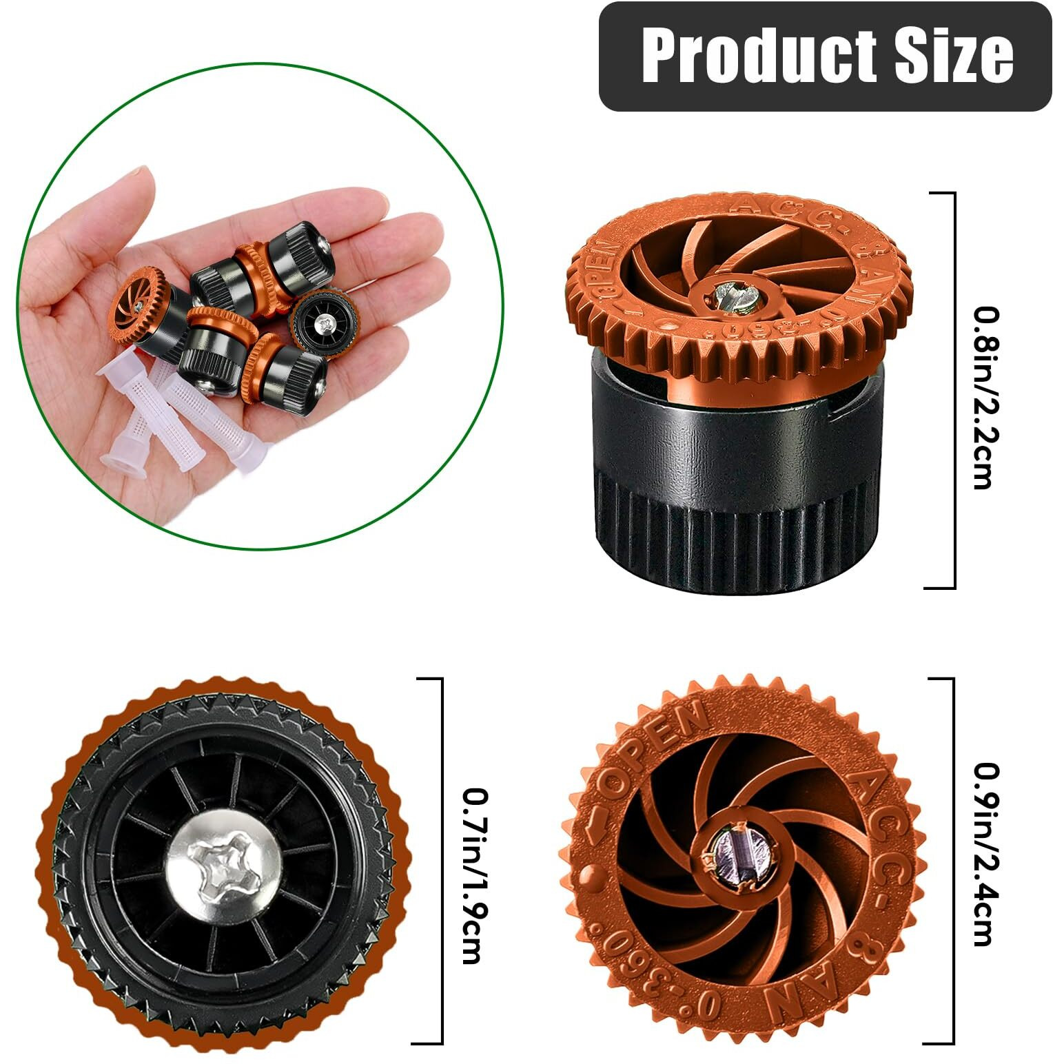 Holymaji 10 Pieces Variable Arc Nozzle  Replacement Pop-Up Sprinkler Heads Compatible With Most Of Adjustable Pop Up Sprinkler Spray Head For Garden Lawn Irrigation (8An)