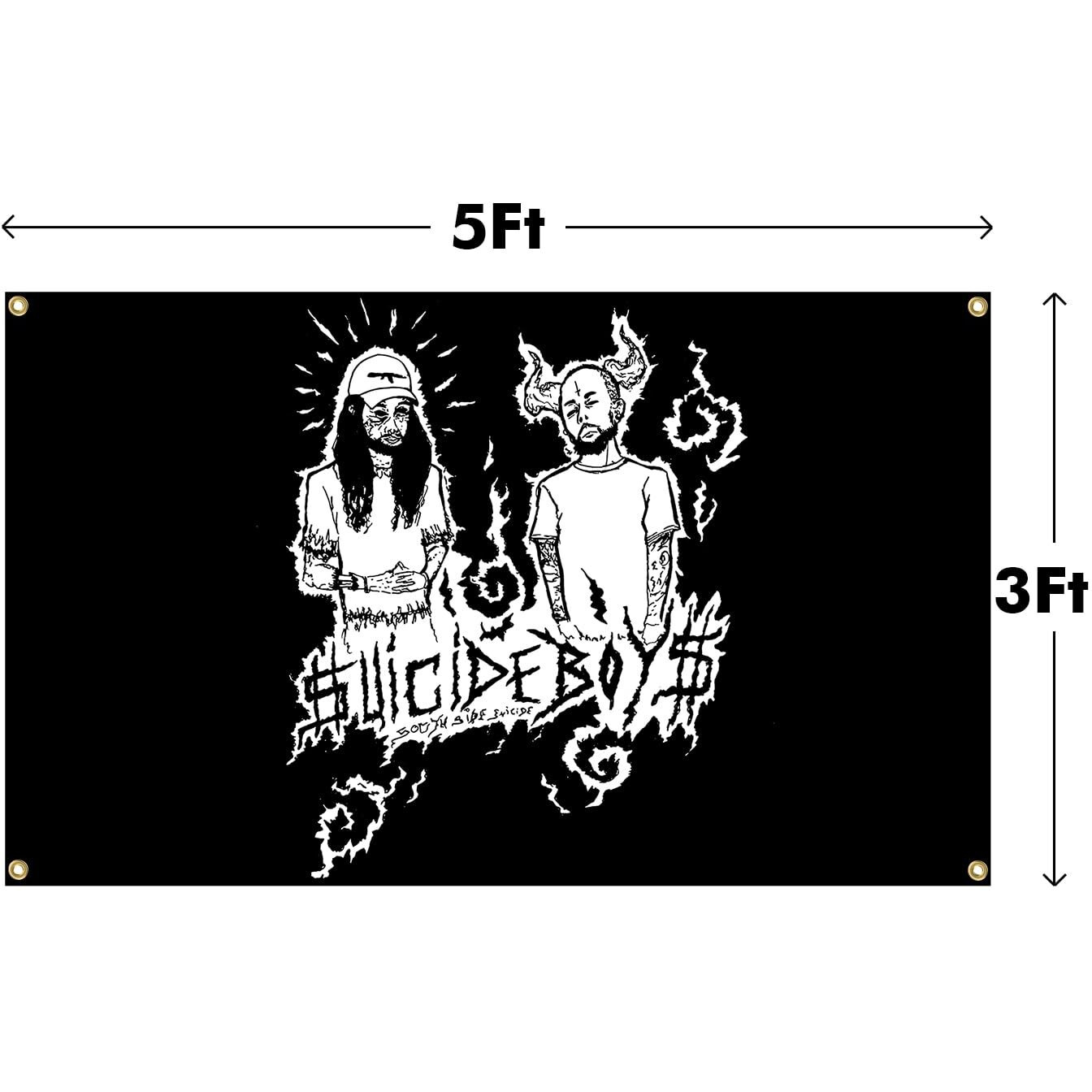 Suicide Music Theme Boys Flag Aesthetic Decorative Durable 3X5 Feet Flag Suitable For Indoor And Outdoor Decorate For College Dorm Room  Parties  Travel  Filming  Events  Festivals Decor Wall Tapestry