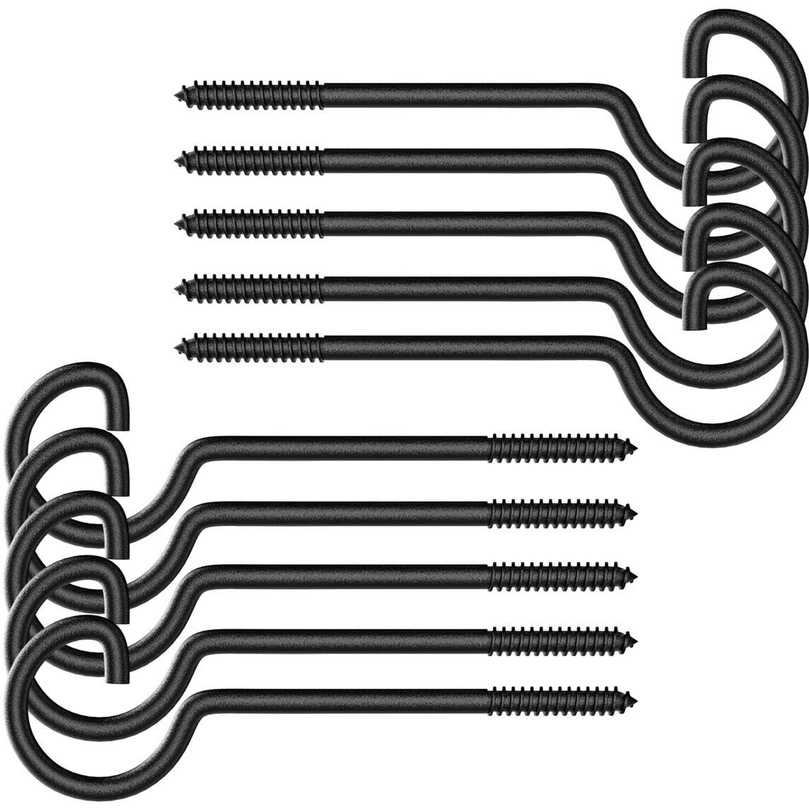 Qtjust Plant Hooks 10 Pack 6 Inch Bird Feeder Wall Hooks - Black Metal Screw Hooks For Hanging Plants String Lights Christmas Lights Hanger Hooks Home Decor Indoor Outdoor
