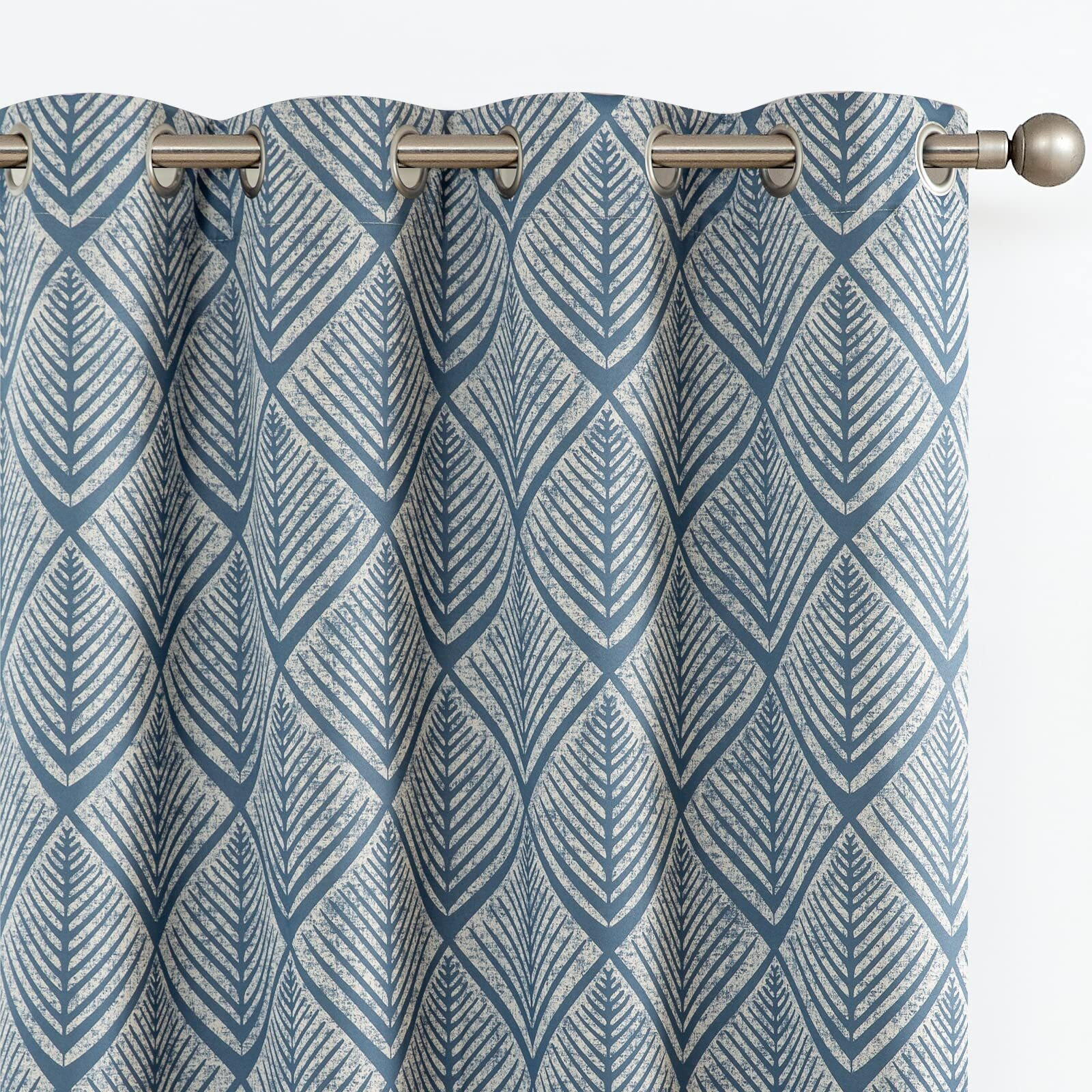 Jinchan 80% Blackout Curtains For Bedroom  Geometric Patterns Drapes For Living Room  Window Treatments For Room Darkening  Grommet Top Thermal Insulated Curtains 72 Inch Length 2 Panels Set  Blue