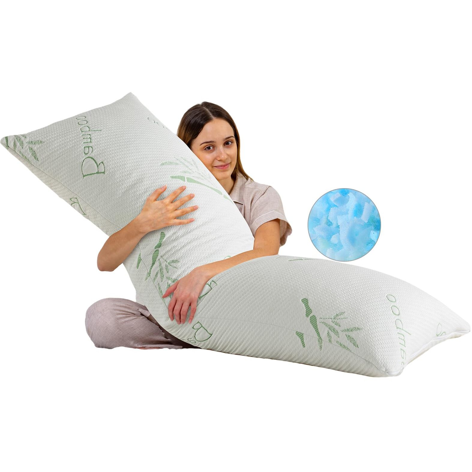 Hoxxme Body Pillow For Adults Shredded Memory Foam Long Full Body Pillow For Sleeping With Breathable Cover Firm Hug Large Pillows For Side/Back Sleepers 20X54