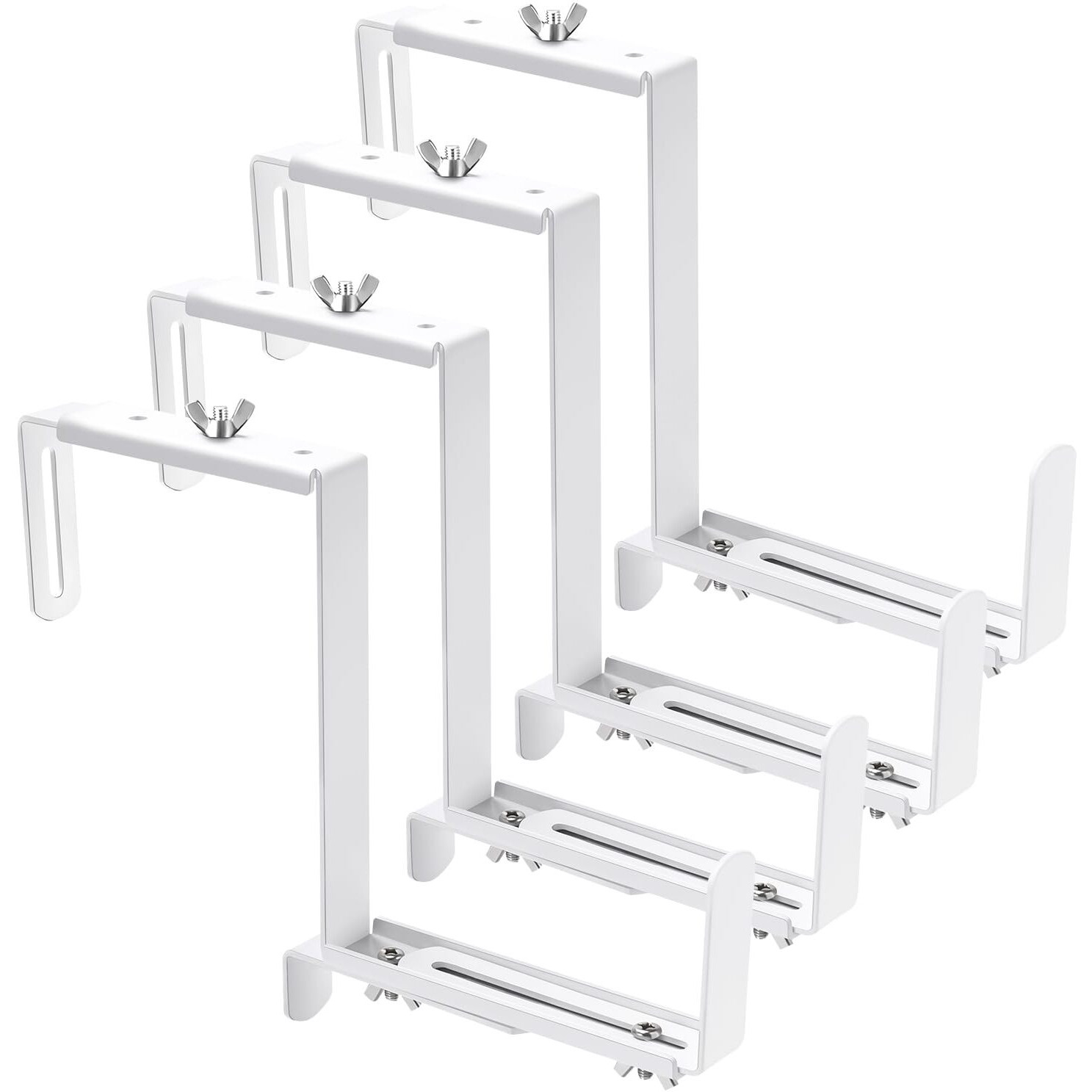 Viviken Adjustable Planter Box Bracket  Flower Box Holder Brackets For Deck Railing  Window Box Hanging Brackets For Patio Garden Fence Pergola Balcony Supporting Heavy Planters-4 Pack