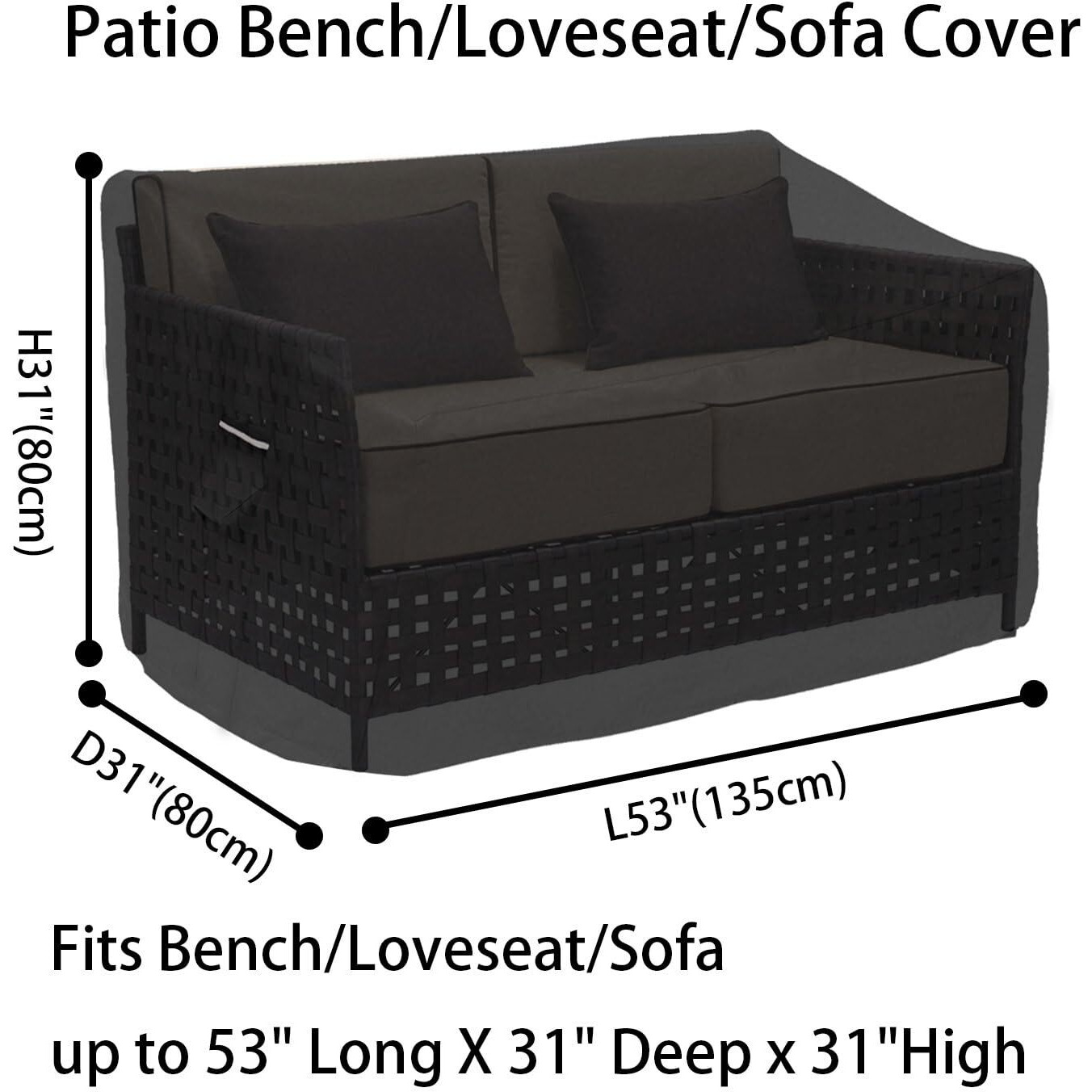 Rosielily Outdoor Couch Covers Patio Sofa Covers Waterproof  Black Outdoor Loveseat Covers  Outside Lawn Bench Covers  Stackable Heavy Duty Covers Patio Furniture Covers  Black