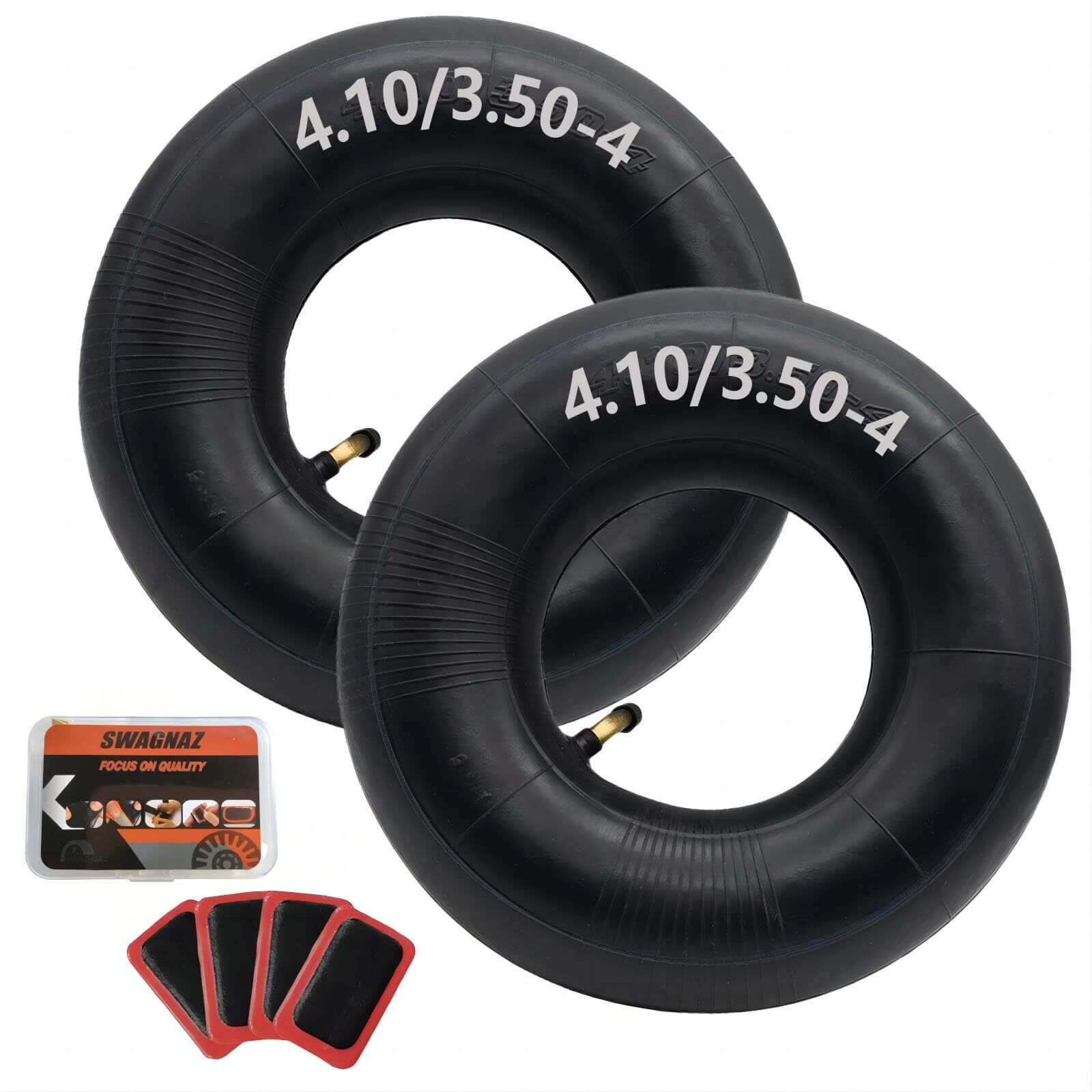 4.10/3.50-4 Tubes 4.10 3.50-4 Heavy Duty Tire Inner Tube Fits Hand Truck Electric Tricycle Wheelbarrows One-Wheeled Carts Lawnmower And More Bending Valvetr-87 2-Pack (4.10/3.50-4)