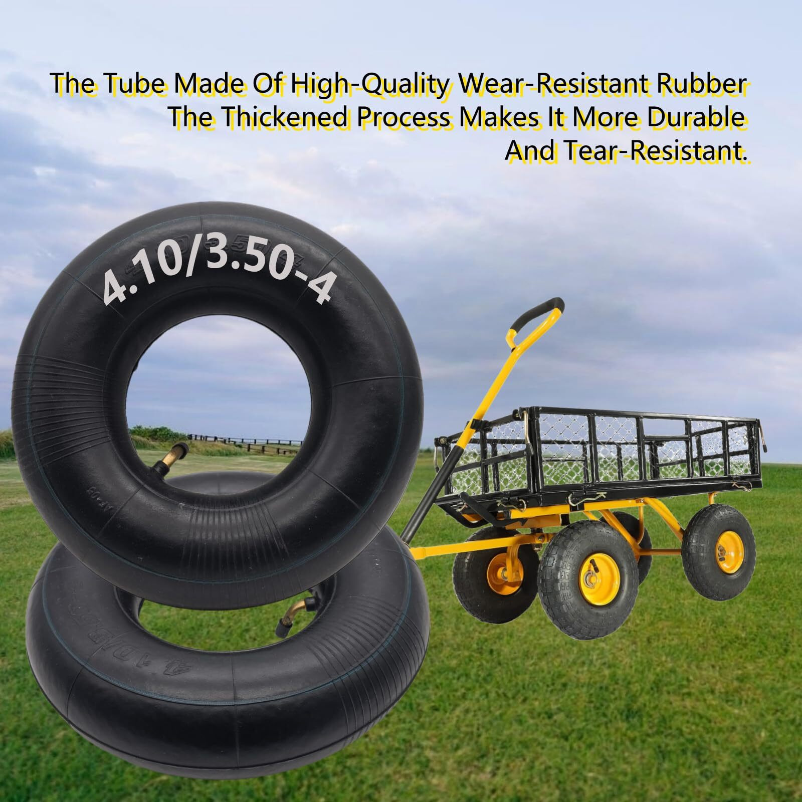 4.10/3.50-4 Tubes 4.10 3.50-4 Heavy Duty Tire Inner Tube Fits Hand Truck Electric Tricycle Wheelbarrows One-Wheeled Carts Lawnmower And More Bending Valvetr-87 2-Pack (4.10/3.50-4)