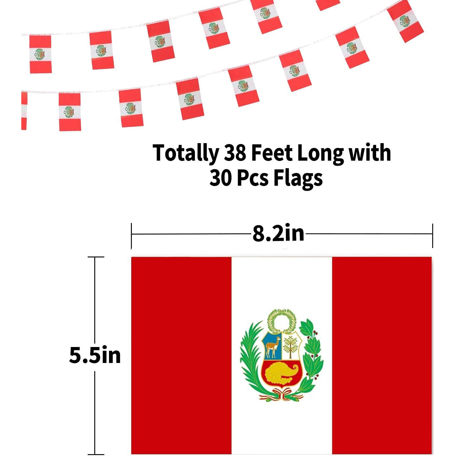 Peru Flags Peruvian Small String Mini Flag Pennant Banner Decorations