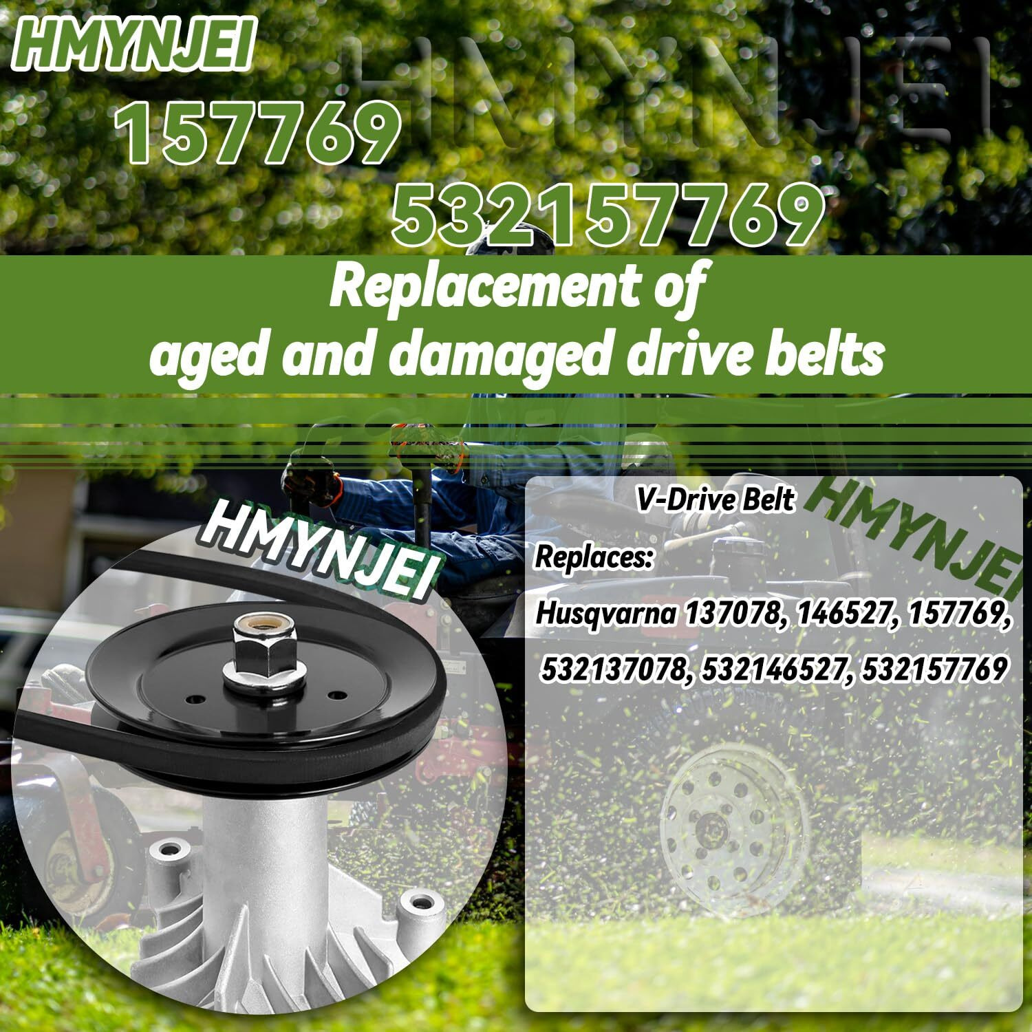 157769 532157769 Drive Belt For Husqvarna 22"" Self Propelled Walk Behind Garden Lawn Mower Tractor Replaces 532137078 532146527