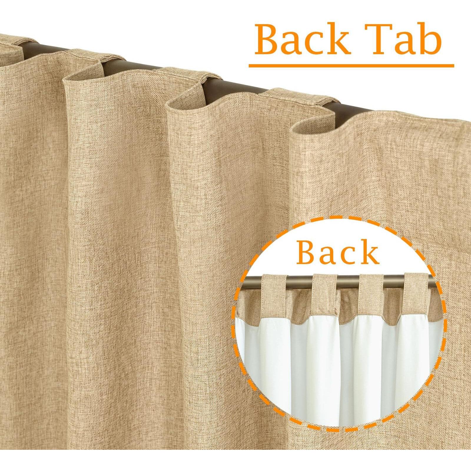 Lamit Natural Linen 100% Blackout Window Curtains For Bedroom  45 Inches Linen Textured Thermal Farmhouse Curtains Back Tab And Rod Pocket Burlap Panels With White Liner  2 Panels  52 X 45 Inch