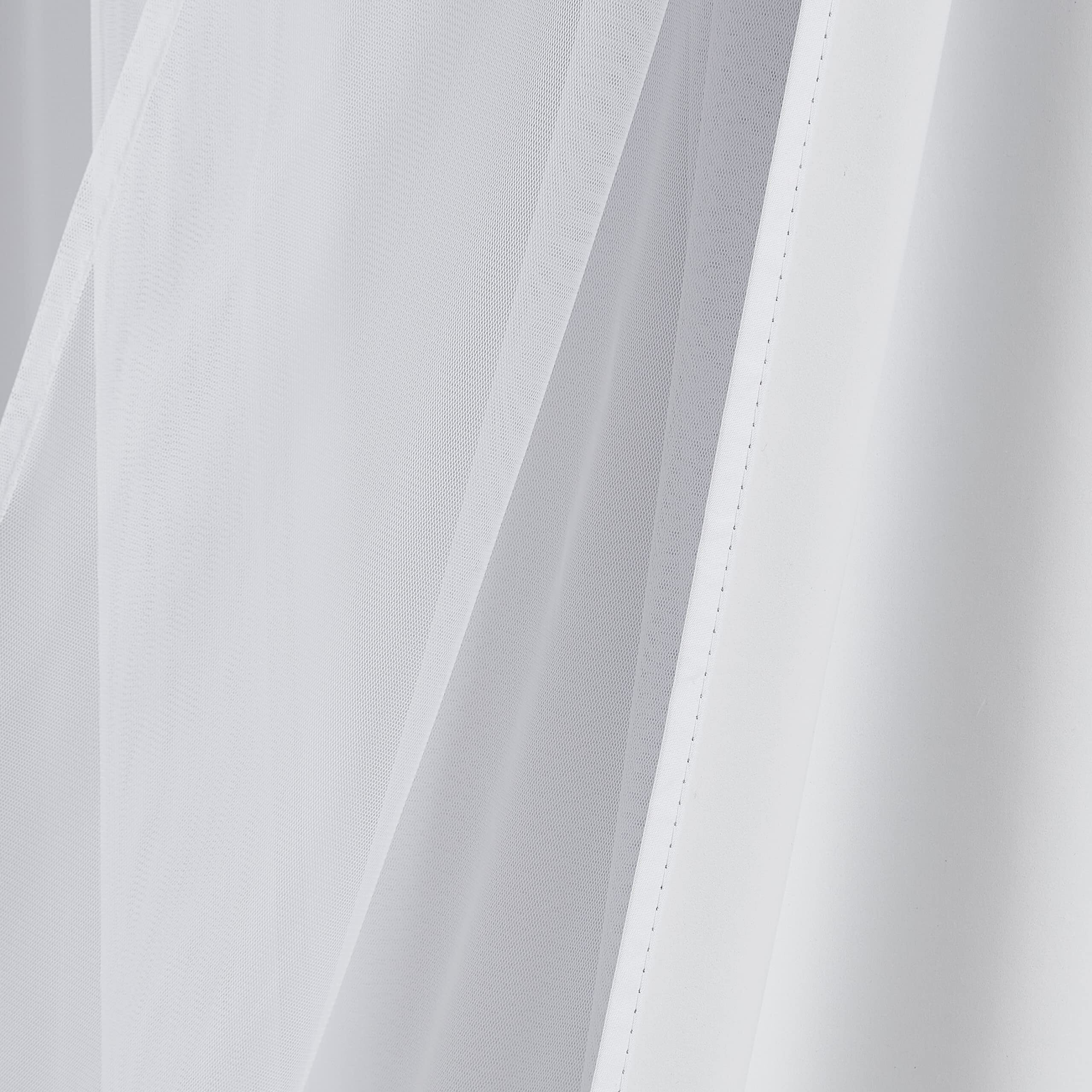 Bujasso White Full Blackout Curtain Panels With Sheer Overlay Mix And Match Double Layer Thermal Insulated Window Treatment Set For Living Room White Drapes With Tiebacks Grommet Top 54"" Wx84 Lx2