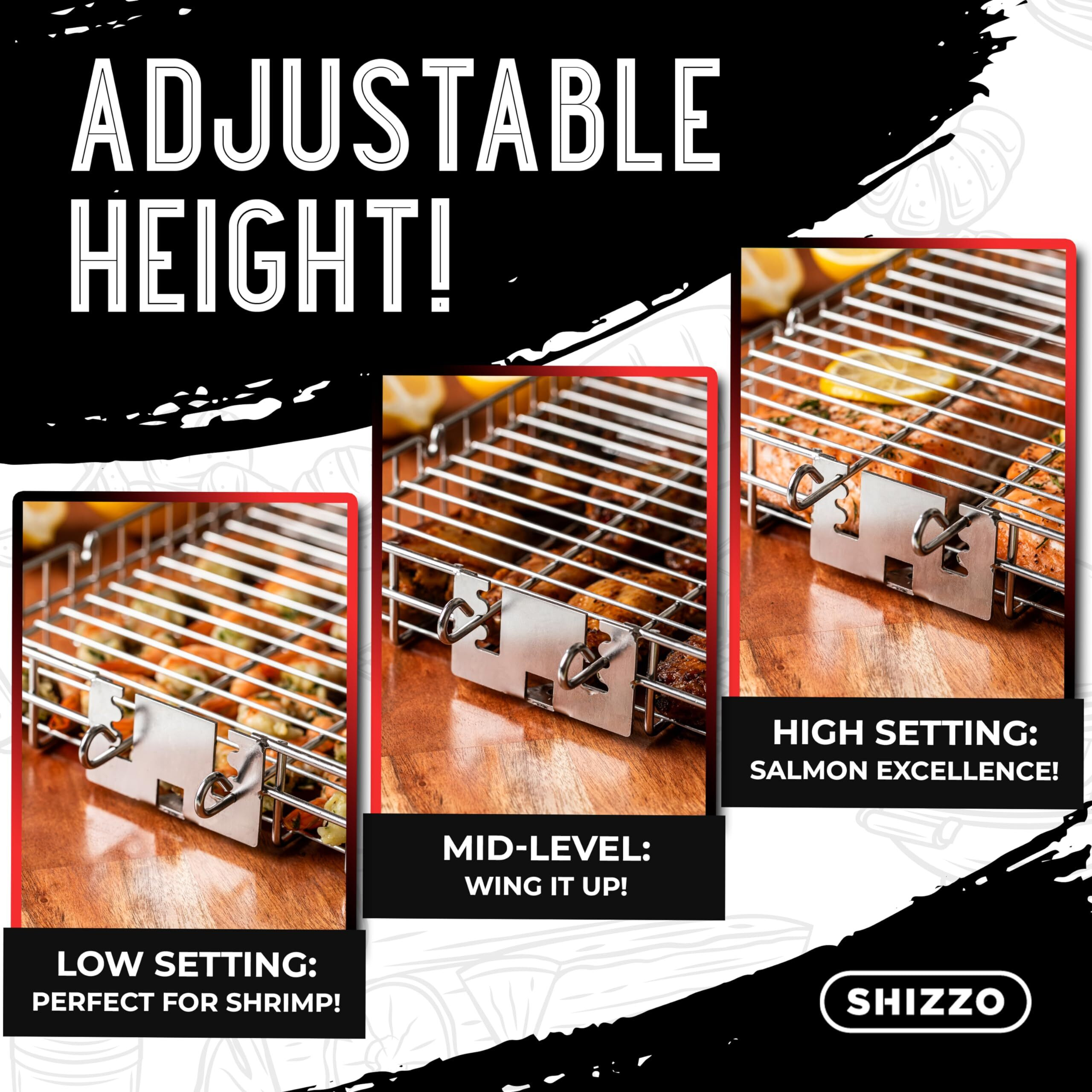 Shizzo Adjustable Grill Basket  Barbecue Bbq Grilling  Stainless Steel Folding Portable Outdoor Camping Rack For Fish  Shrimp  Vegetables  Cooking Accessories  Gifts For Father  Husband