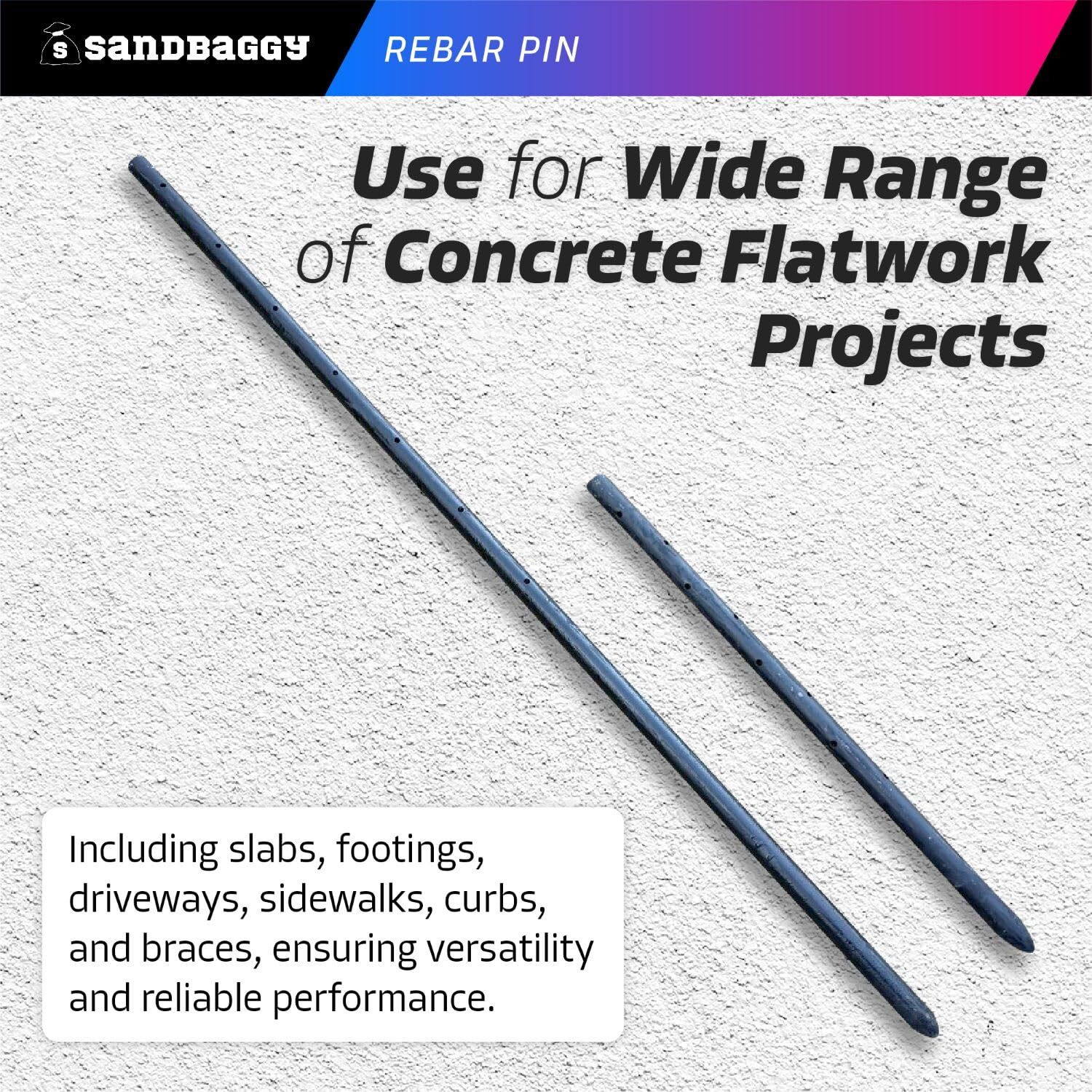 Sandbaggy 18"" Round Steel Concrete Form Stakes With Nail Holes - Rust Resistant Coating - Removable  Reusable (20  3/4 In X 18 In)