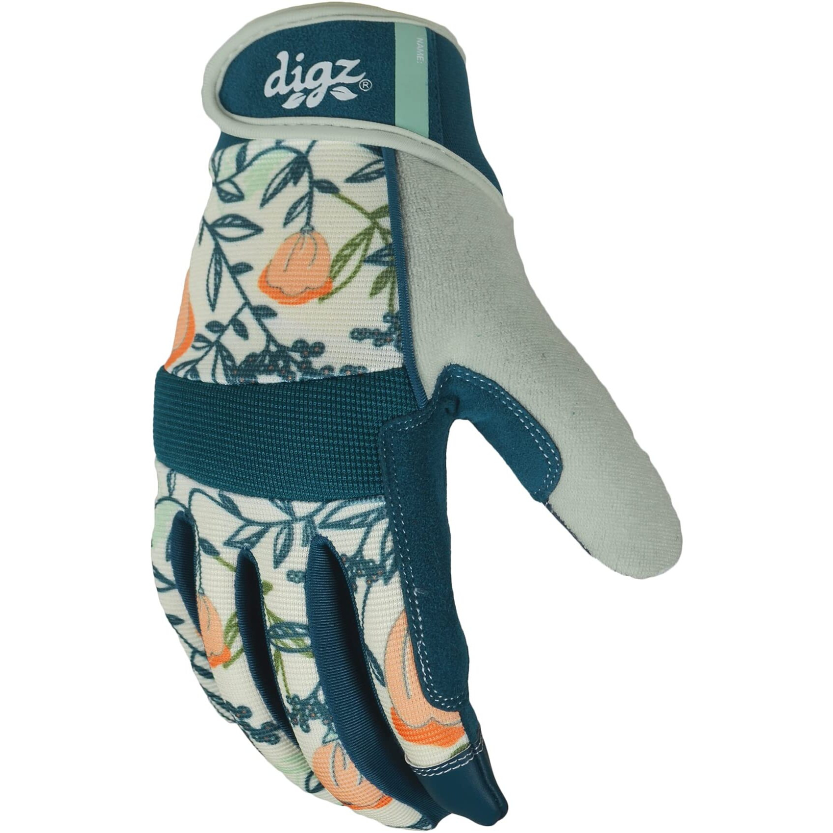 Digz 77861-23 High Performance Women's Gardening Gloves  Work Gloves With Touchscreen Compatible Fingertips  Coral Floral Pattern  Medium