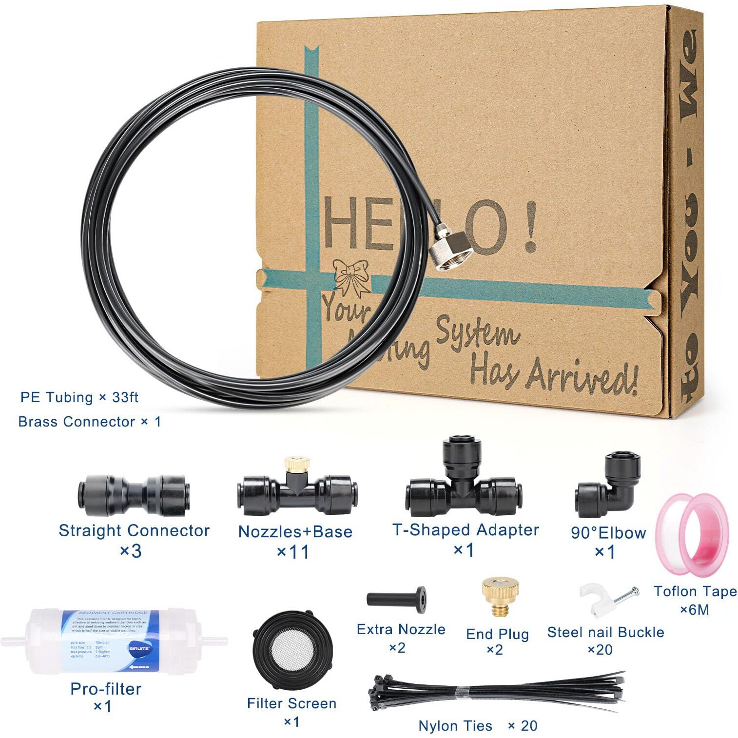Carefretrayd Misters For Outside Patio  88Ft Misting Line + Filter + 37 Brass Misting Nozzles +Brass Adapter(3/4"") Misting System For Garden  Greenhouse  Trampoline And Chicken Coop