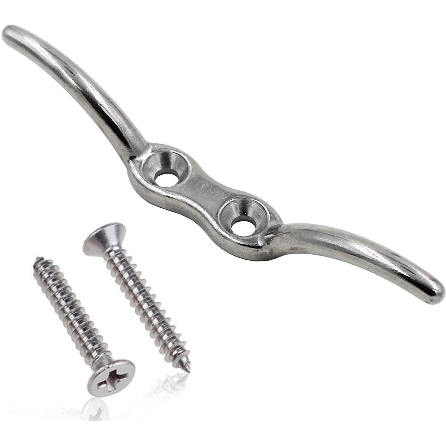 Yyst Stainless Steel 316 Flag Pole Cleat 6 Inch Cleat W/Hardware - No Flag No Rope