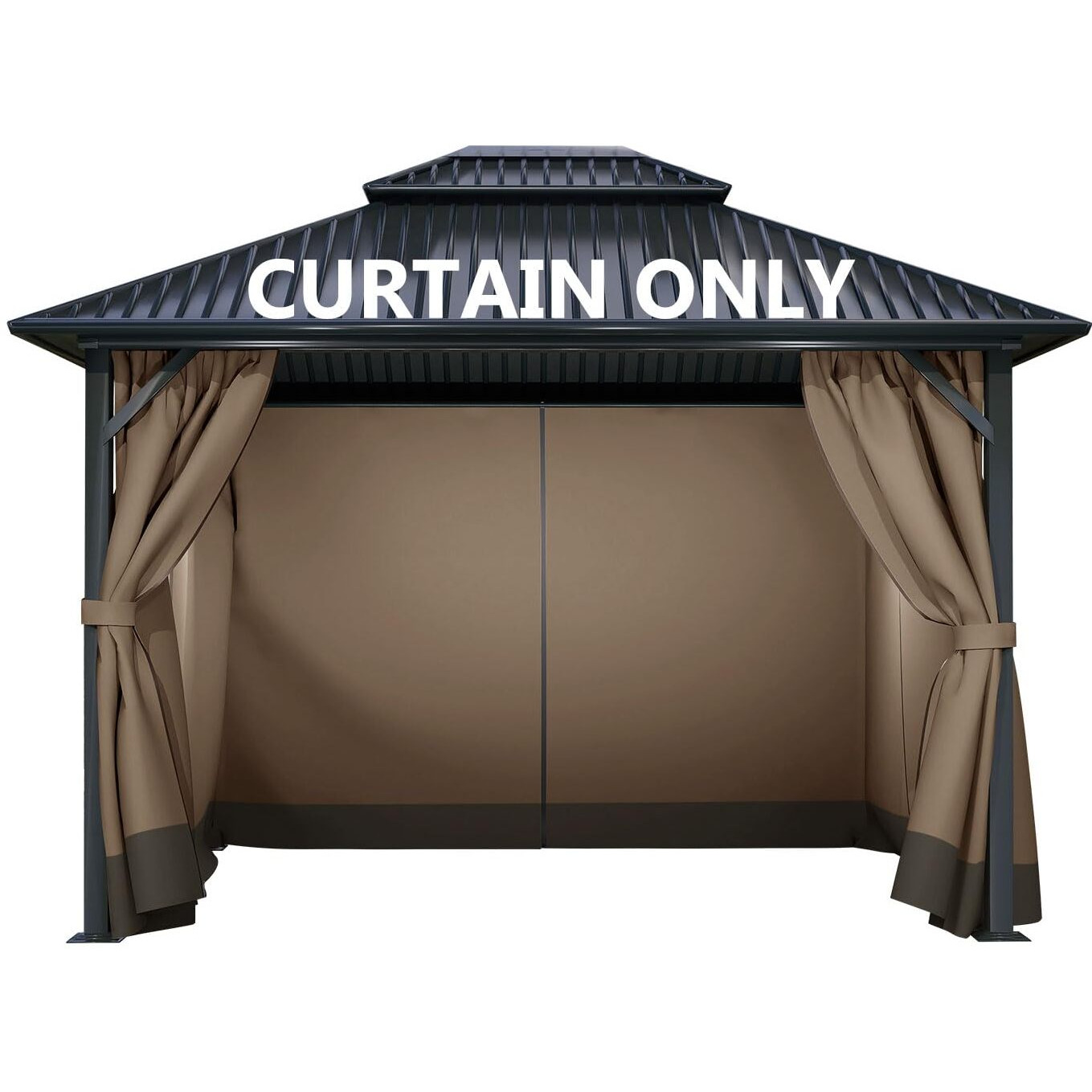 Cowvie Gazebo Curtain Replacement Universal 4-Panel Sidewalls 12' X 14'  Patio Gazebo Privacy Curtains With Double Zipper  Replacement For Patio  Outdoor Canopy  Garden And Backyard (Curtain Only)